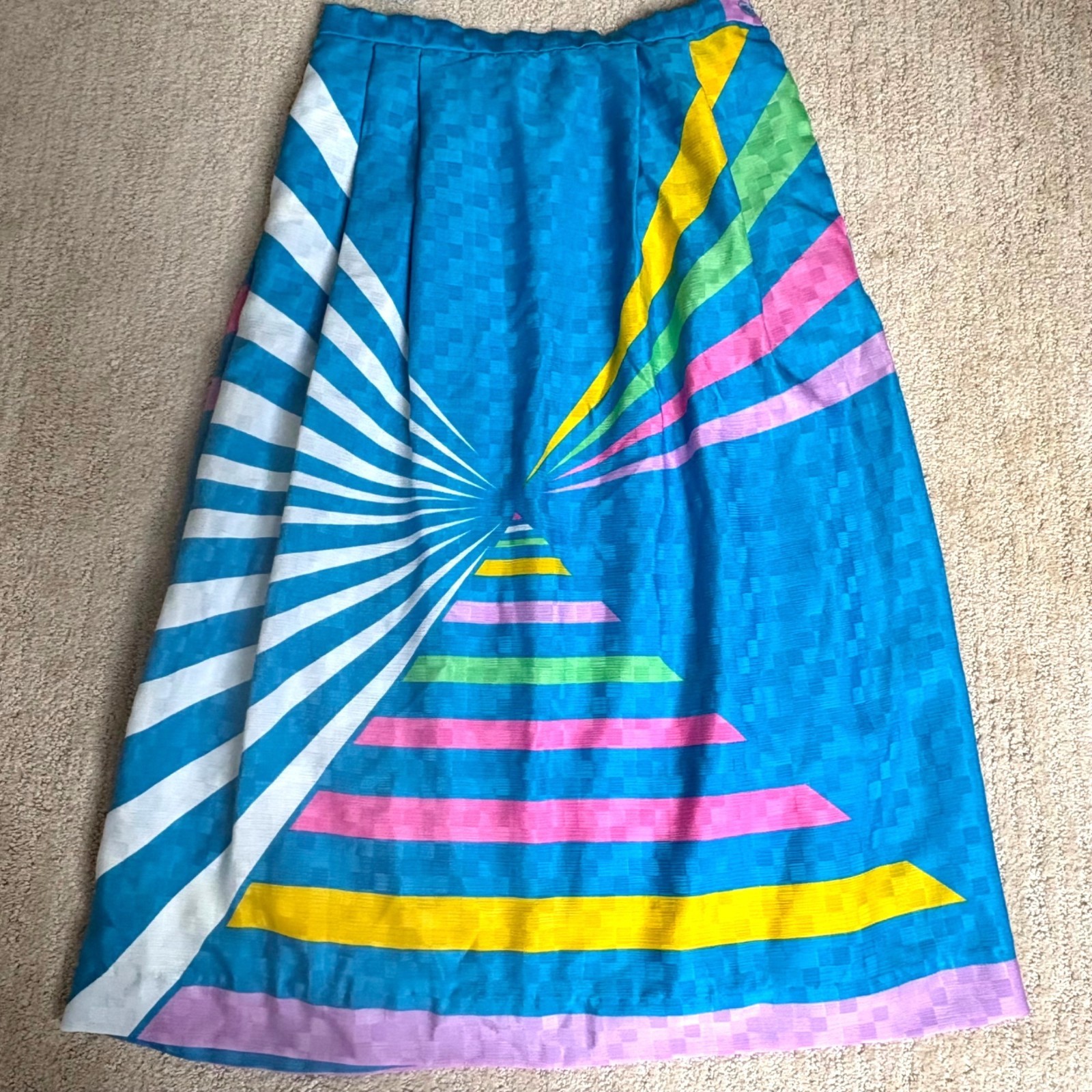 Vintage Anthony Sicari Graphic Skirt Colorful Geometric Art Print Made USA