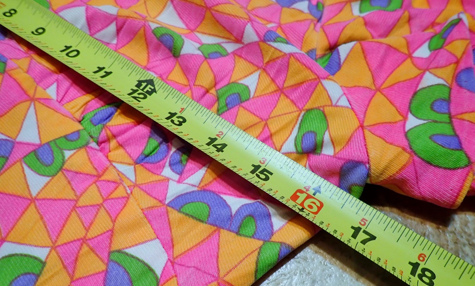Vintage 60s Mod Psychedelic Geometric Hippie Flutter Sleeve Mini Dress XS Petite