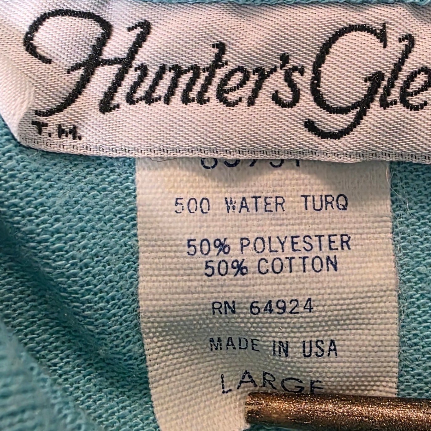 Vintage Hunters Glen Polo Shirt Large Womens Turquoise Striped Short Sleeve, GUC