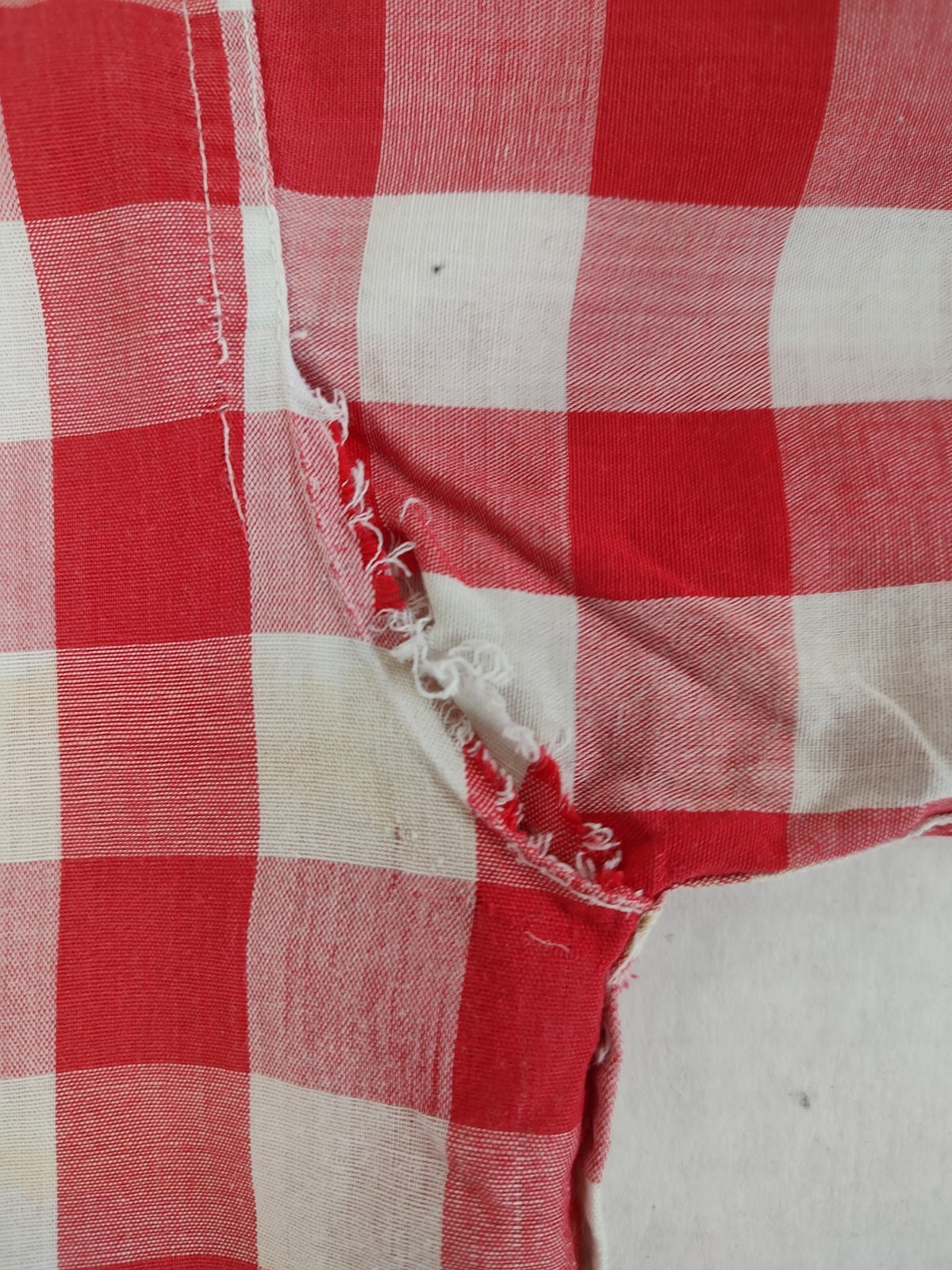 Vtg 50s/60s Shirt Womens Sz Sm Red White Check Loop Collar Distressed Rockabilly