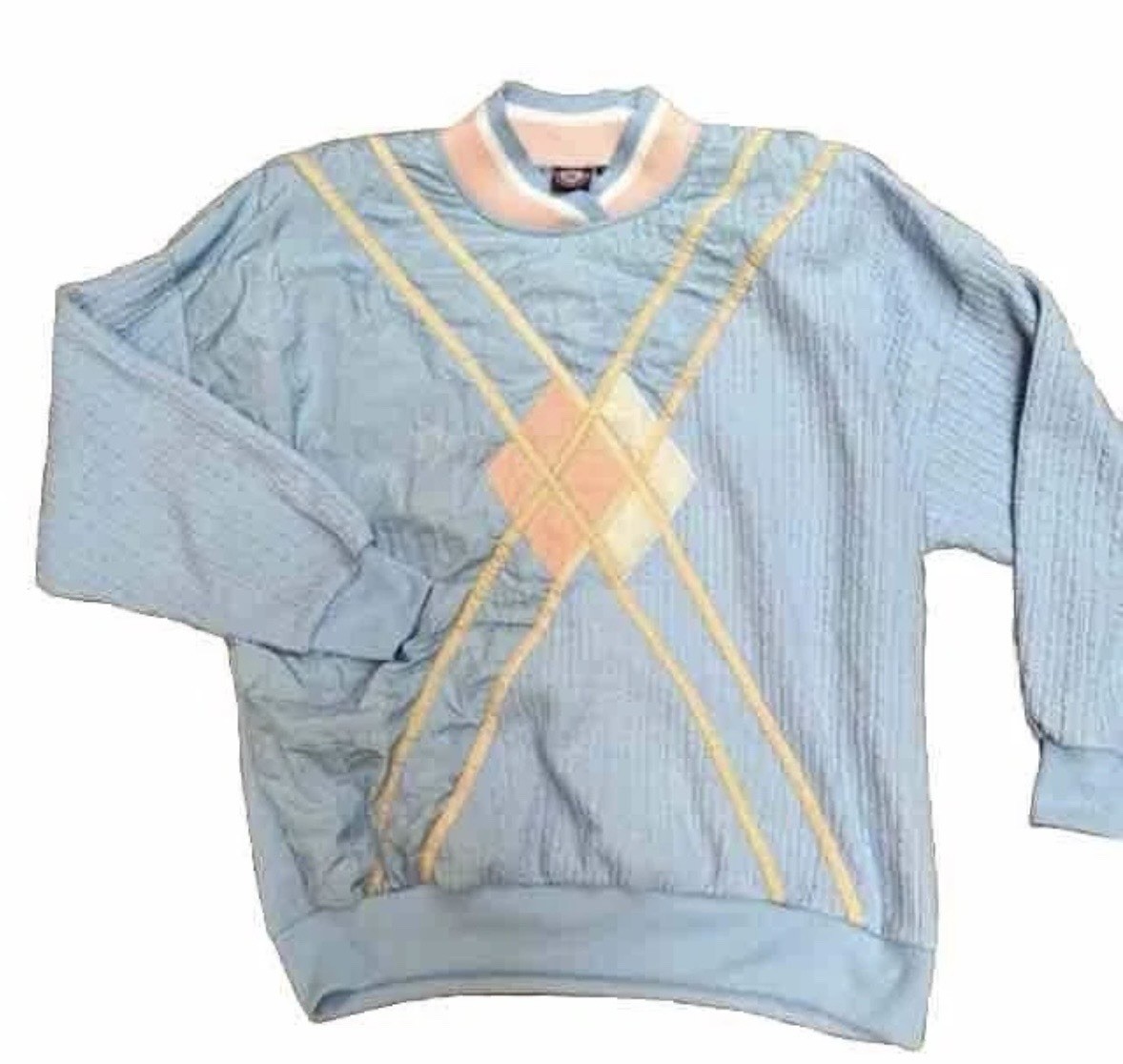 VTG 80s 90s Lightweight Windbreaker Pullover Jacket Pastel Pink Blue L Women’s