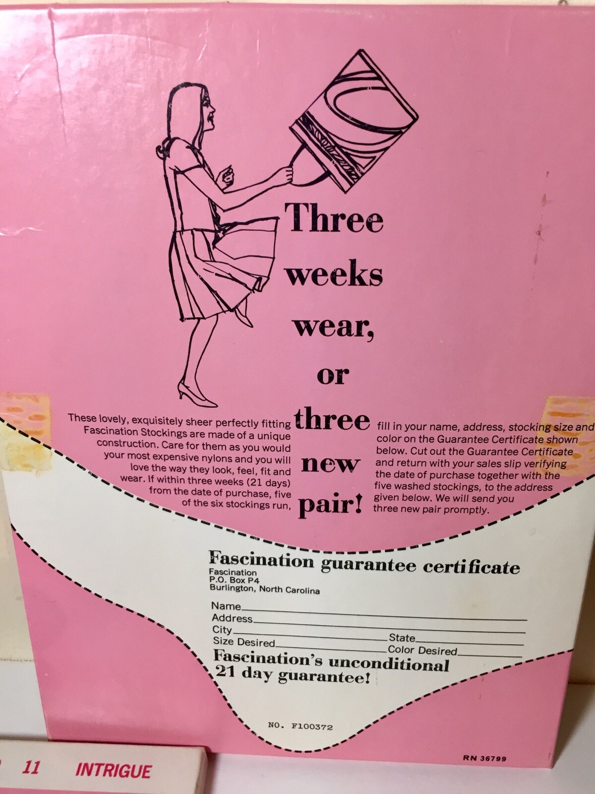 Vintage 3 Pairs 11 X 35” FASCINATION Nylon Stockings Intrigue Demi~Toe Nude Heel