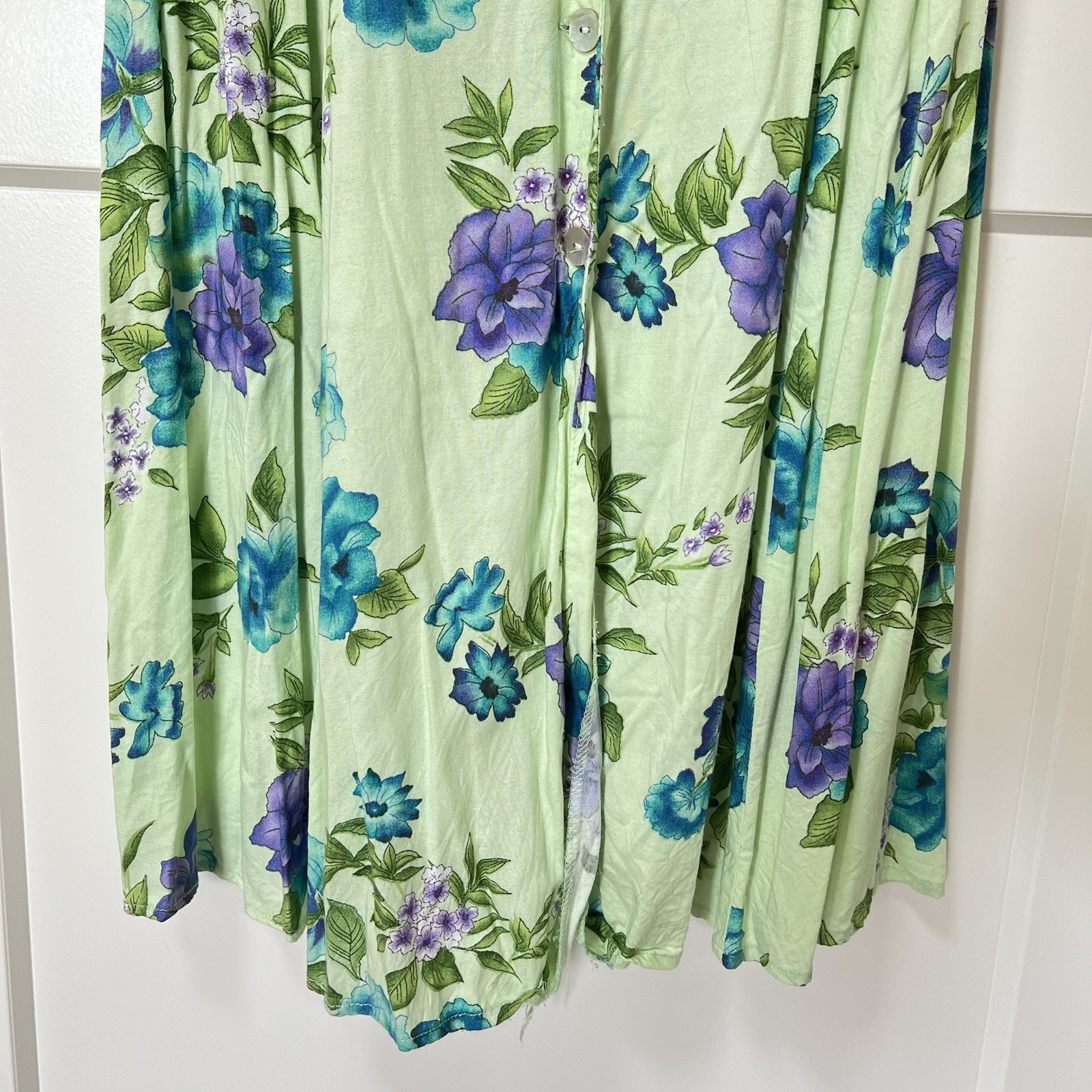BFA Classics Vintage 90s Floral Tank Maxi Dress Pale Green Purple & Blue Flowers