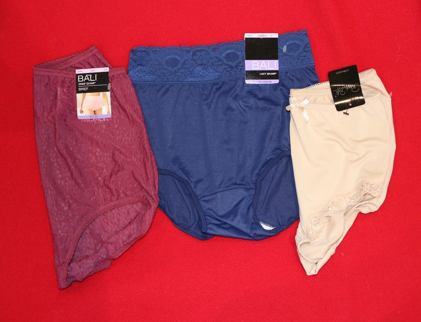 Bali and Rene Rolf Panties size 6 Medium NEW Brief Style 3 pair