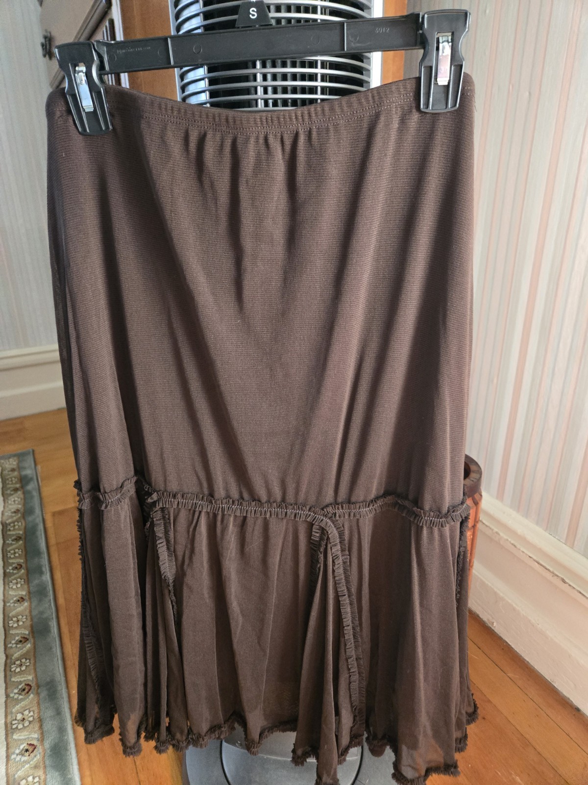 Max Studio Women Fairy Grunge Mesh Fringe Poly Midi Skirt Size M Vintage Y2K USA