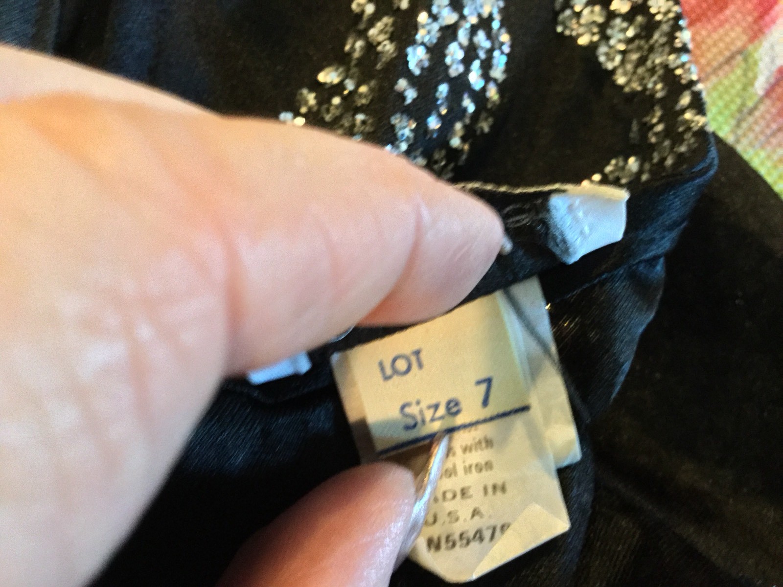 VTG Jodi Lauren Black Drop Waist Low Back Glittered Flapper Style Dress Sz 7/8