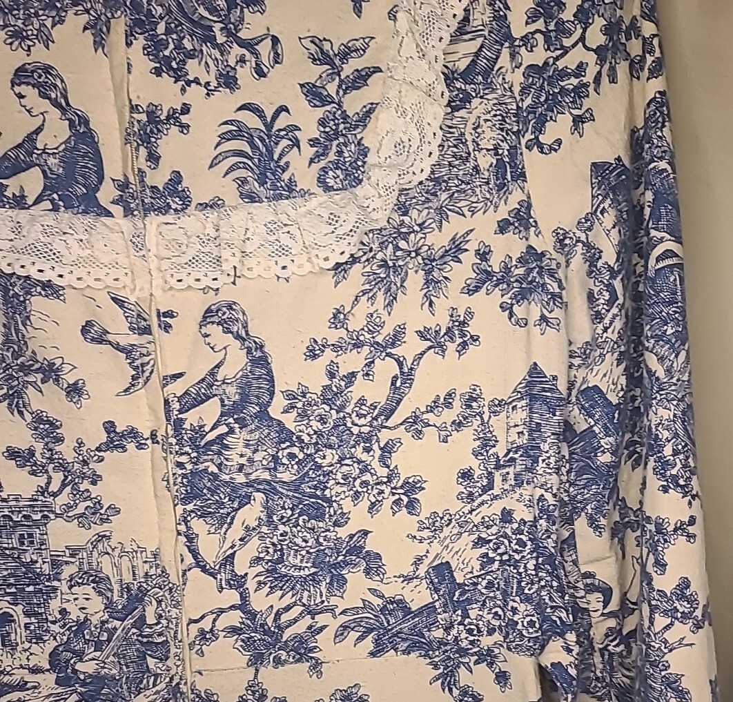 Gunne Sax Jessica Mcclintock Toile De Jouy Prarie Dress Vtg 70s Sz 9 Blue Cream