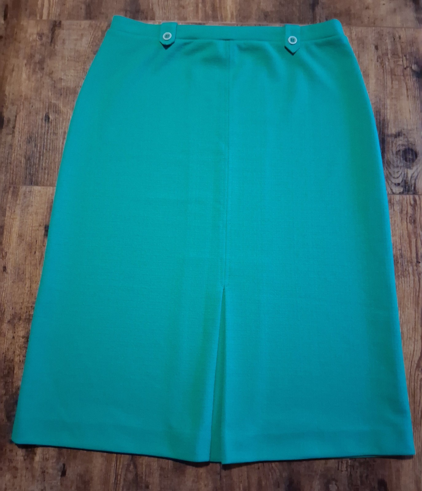 Vintage 70s DEVON Doubleknit POLYESTER SKIRT Green Sz 12 Large