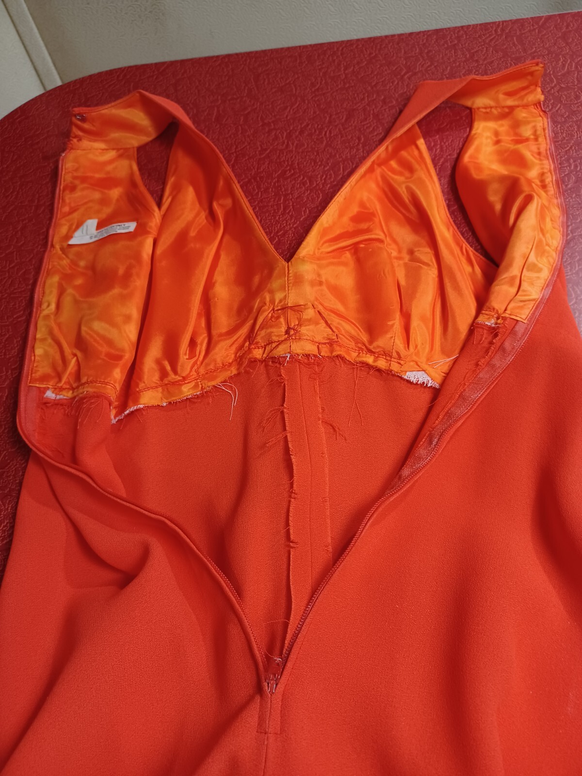 True VTG Mid-century 1960s 1970s Sleeveless Orange Mod Maxi Dress Long MCM 5