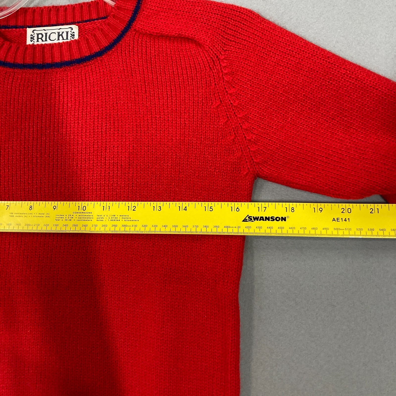 Vintage 80s 70s Sweater Red Womens Small Fits XS School girl Rockabilly Knit L/S