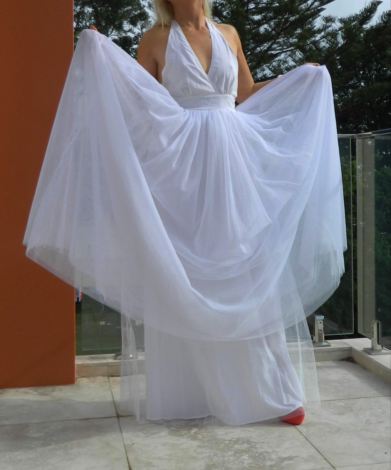 VINTAGE Naf Naf Princess Glamour Fairy-tale Tulle Halter Neck Dress