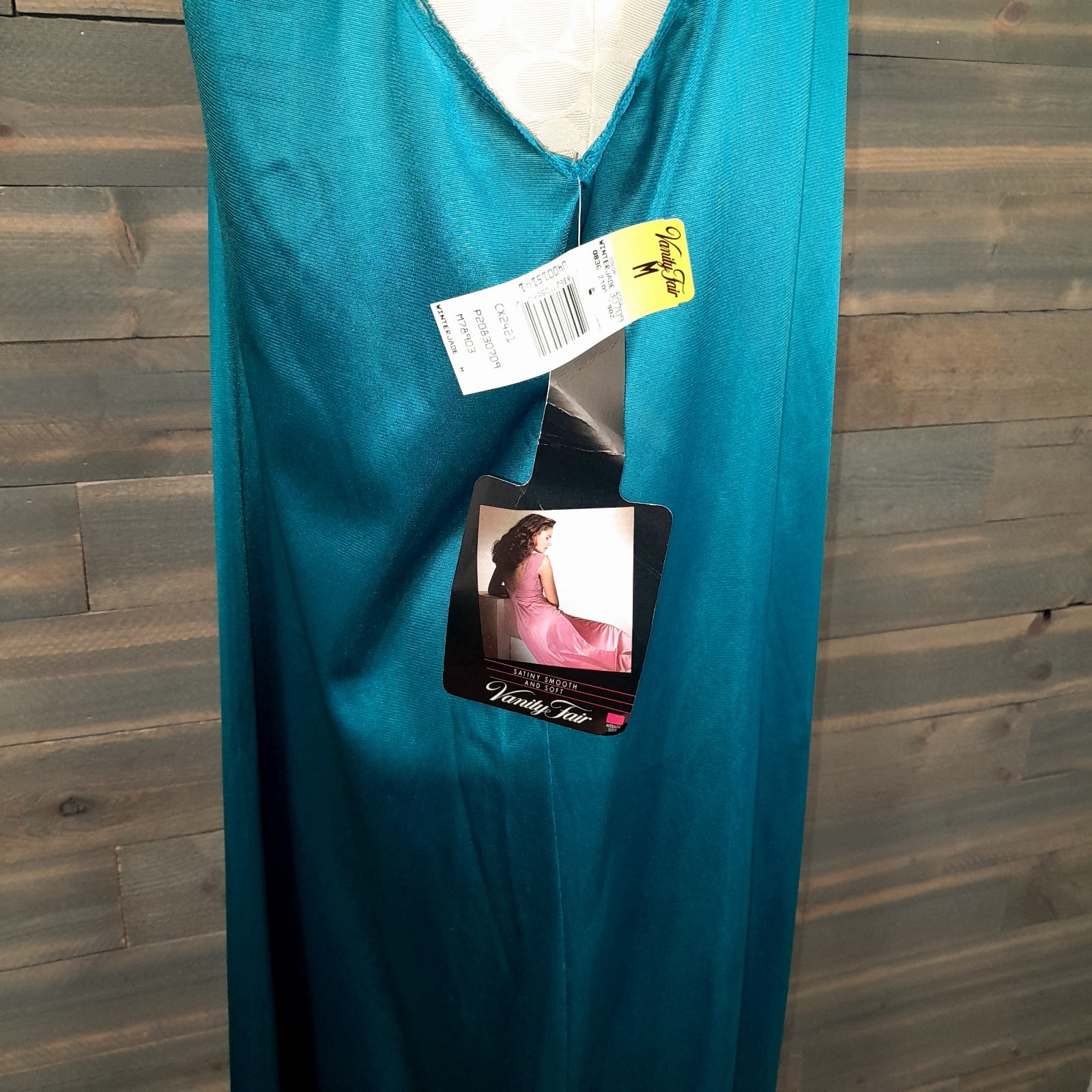 Vanity Fair Midi Nightgown Womens M Green Lace Negligee Made USA Vintage NWT