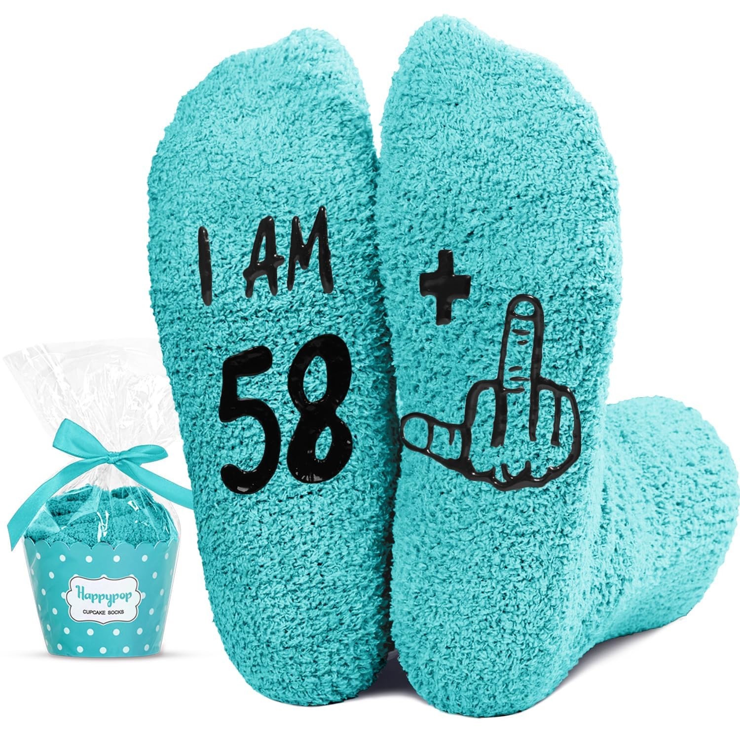 HAPPYPOP 59th Birthday Gifts Ideas – Socks for Medium, Fuzzy I Am 58+1 Green