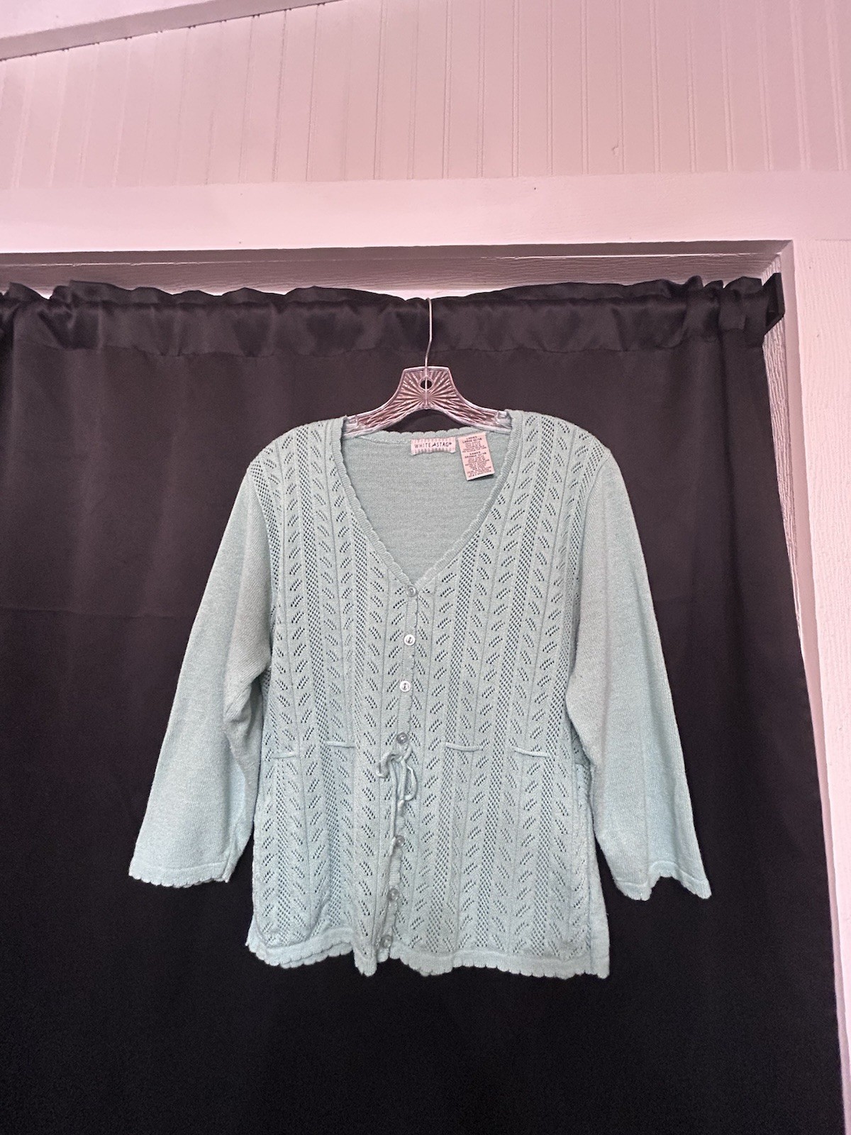 Vintage White Stag Light Weight Sweater Size Large Teal Made In USA 90s