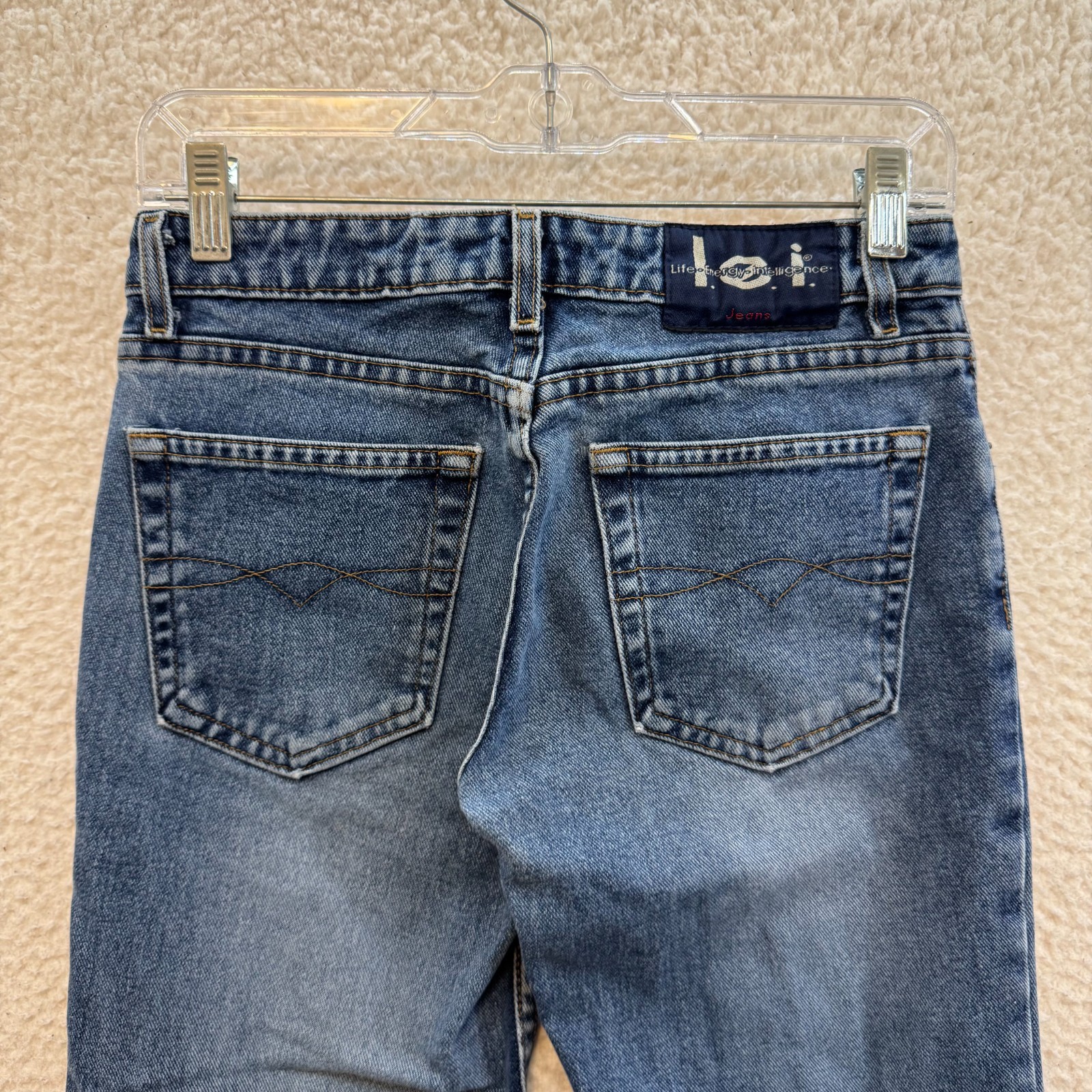 Y2K Vintage Lei Low Rise Flare Jeans 0 24 Medium Wash Bootcut 100% Cotton Denim