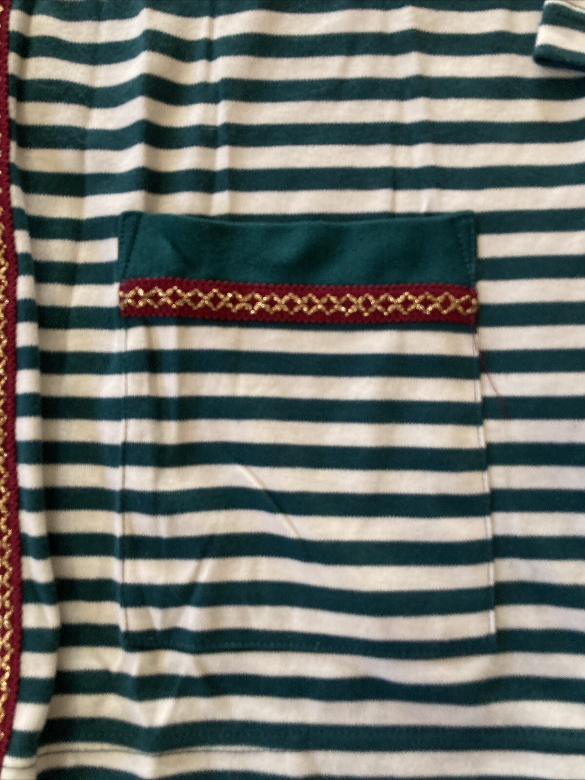 VTG Rafael Woman’s Sz S Button Up Green Stripe Cardigan 3/4 Sleeve