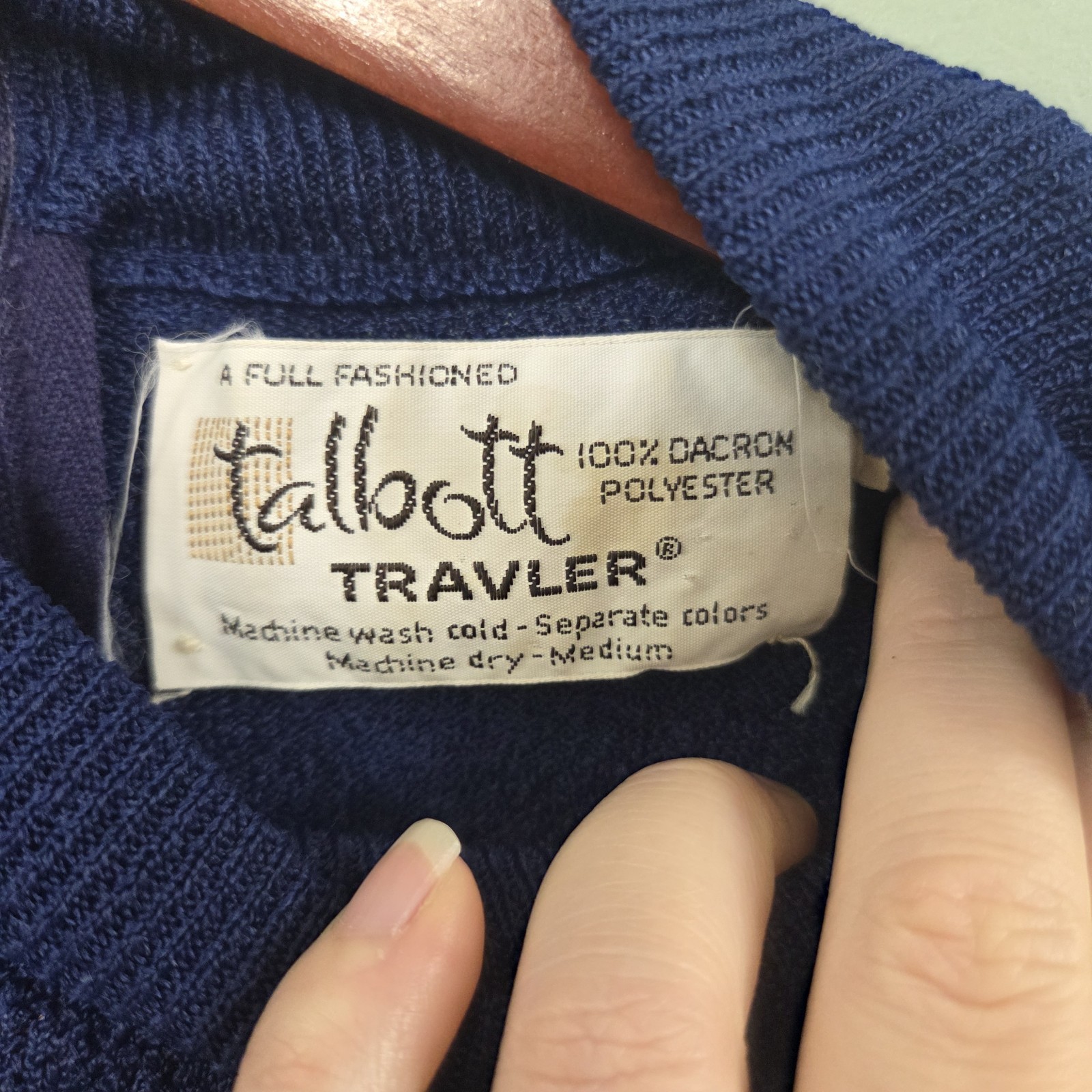 Vintage Talbott Traveler 70s Navy Blue Sleeveless Knit Top Womens Preppy Size 34