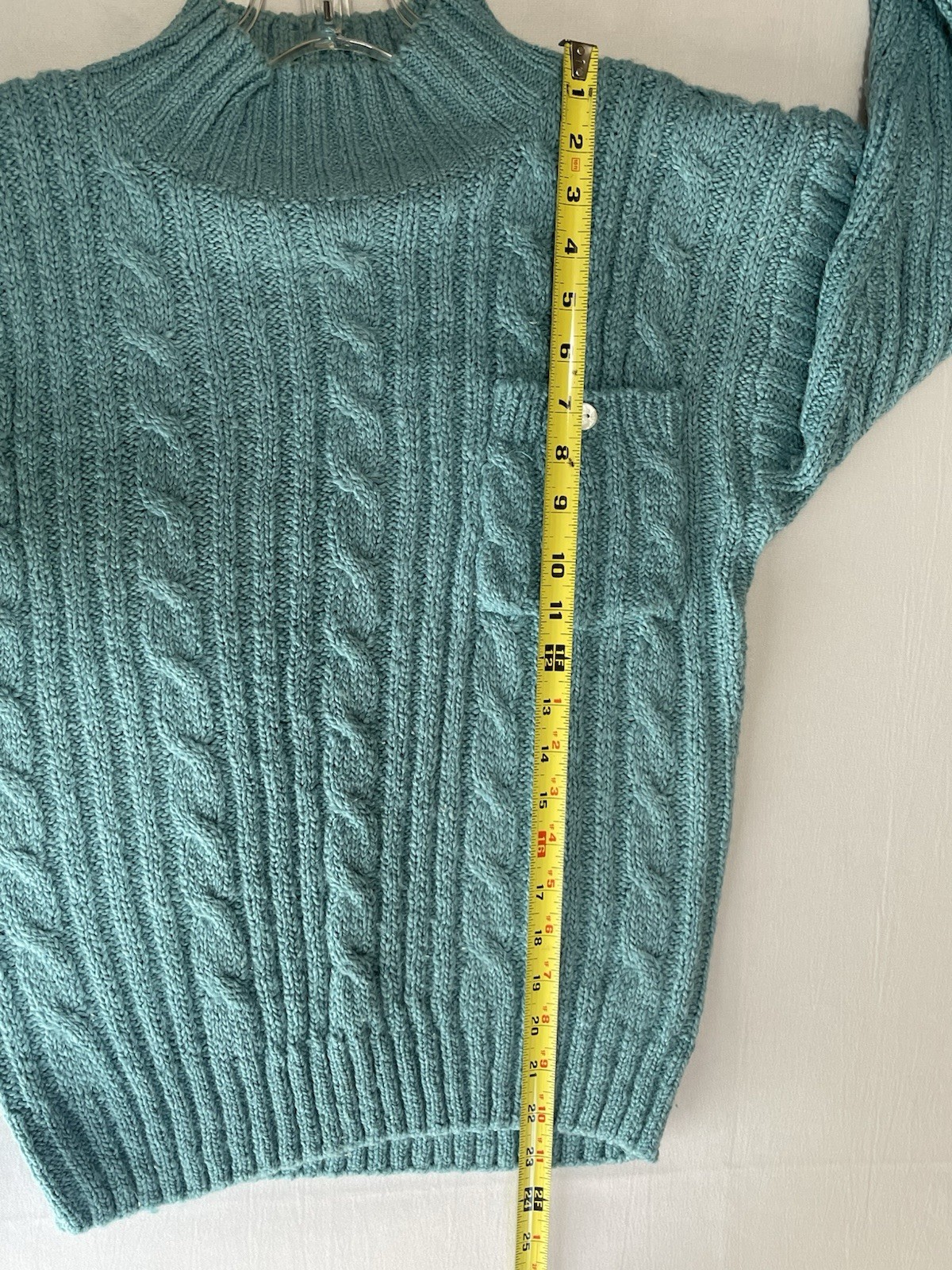 Vintage Sweater Blue Chunky Knit Mock Neck Sz Small Partners Mervyns Womens