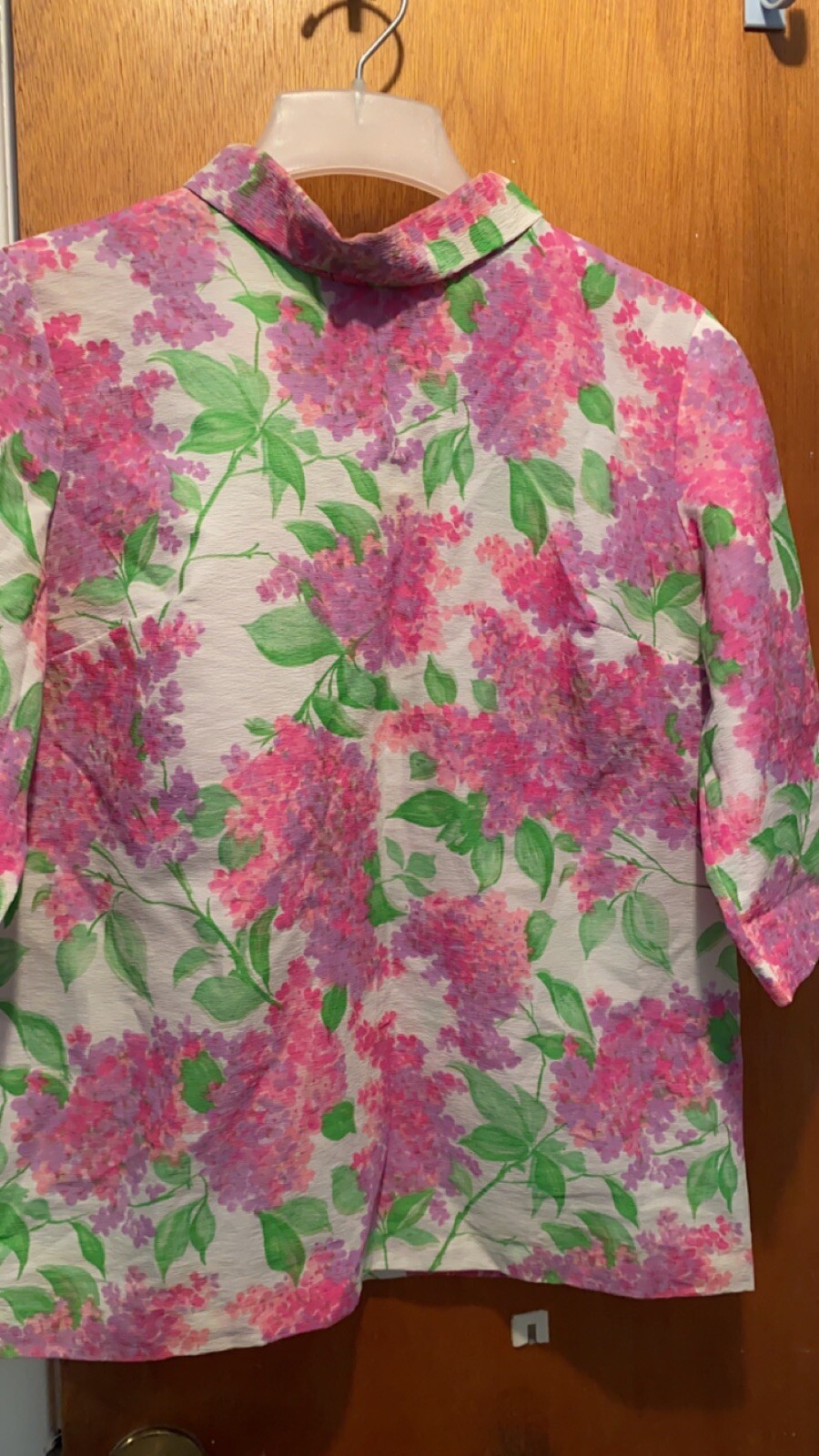 Vintage 60s Blouse Hamilton 8 Top Floral Zip Up Pin Up Top