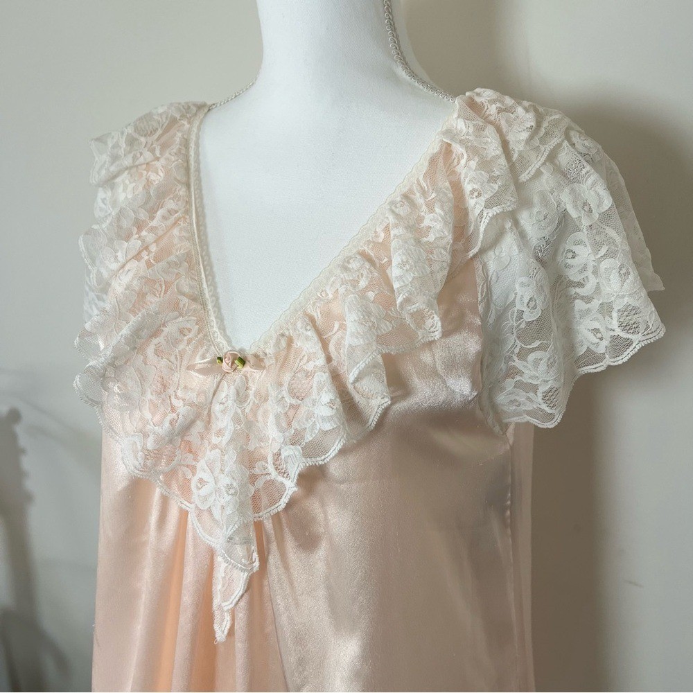 Lily of France Vintage 80-90s Pink Lace Nightgown Slip Soft Girl Ruffle 🌸