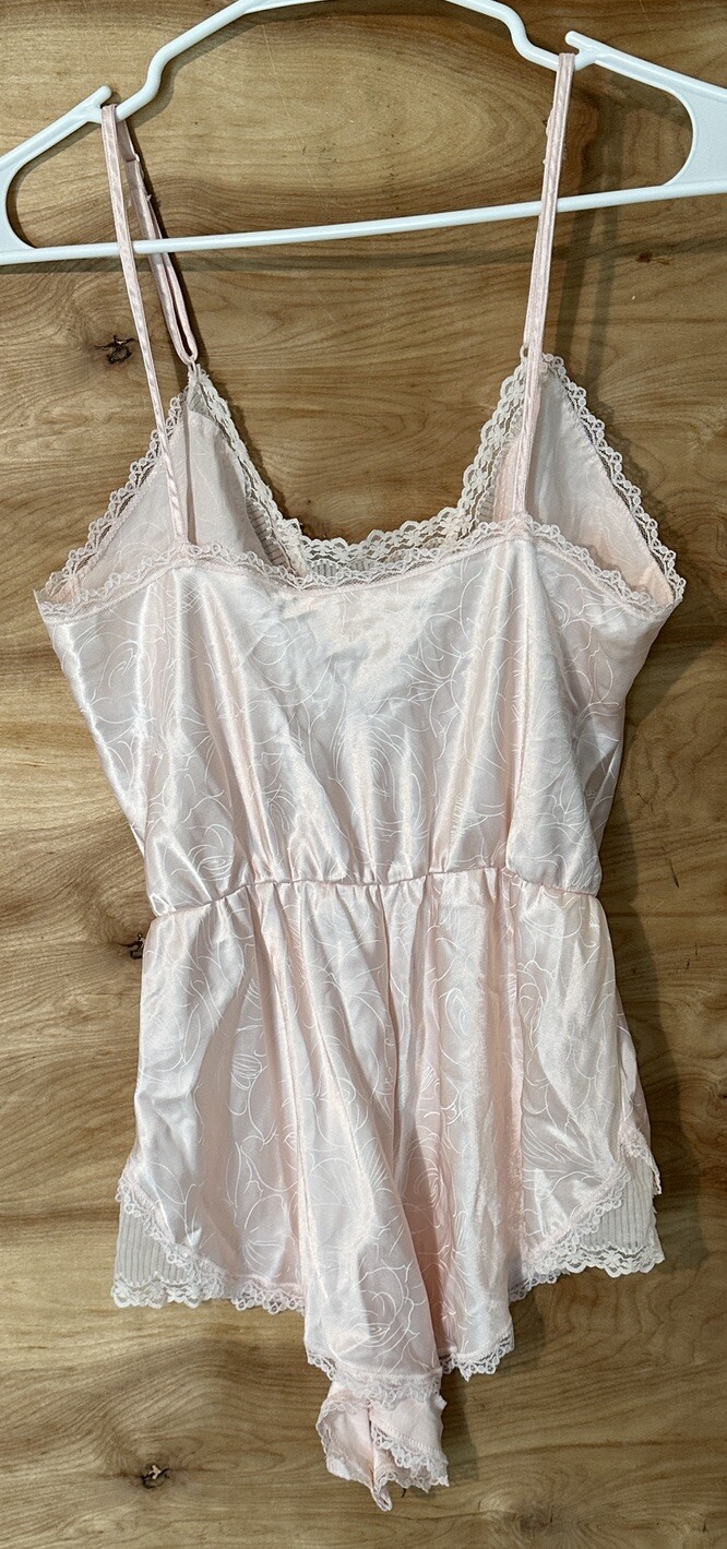 Vtg MAIDENFORM Chantilly SATIN Slip TEDDY Lingerie BODYSUIT Lace S 32 Union Made