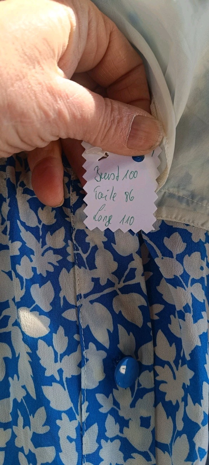 True Vintage 50s Dress Womens M 40 Blue White Hand Stitched Rockabilly Swing