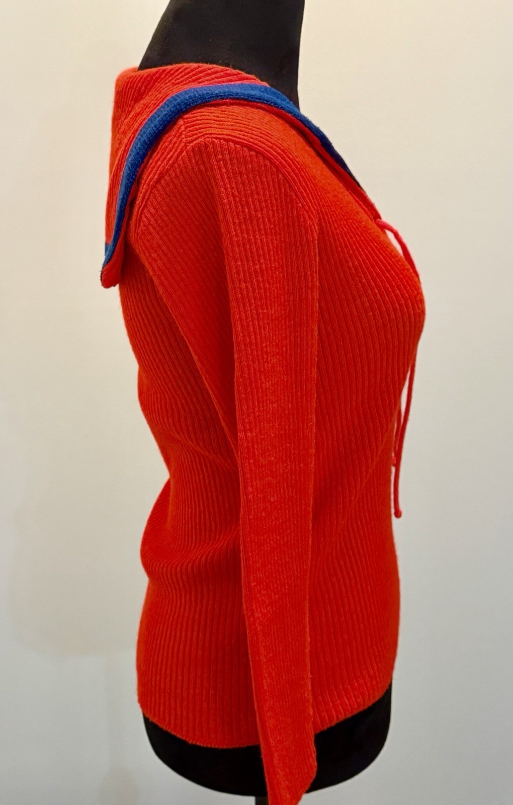 Vintage 1970s Women’s Red & Blue Sailor Style Sweater