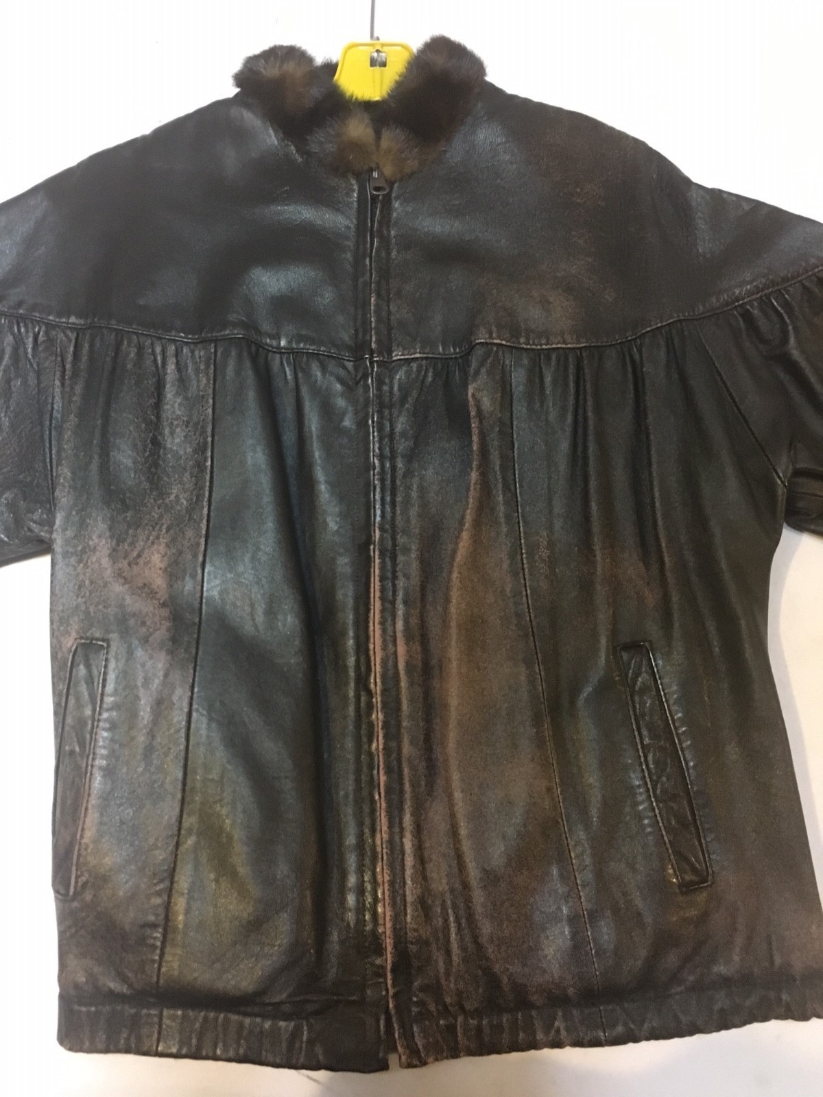 VTG Womens Reversible Mink Coat Jacket Chocolate Brown Distressed Look M Medium
