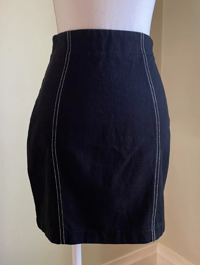 90s Vintage Isabella Sole Black Denim Mini Skirt