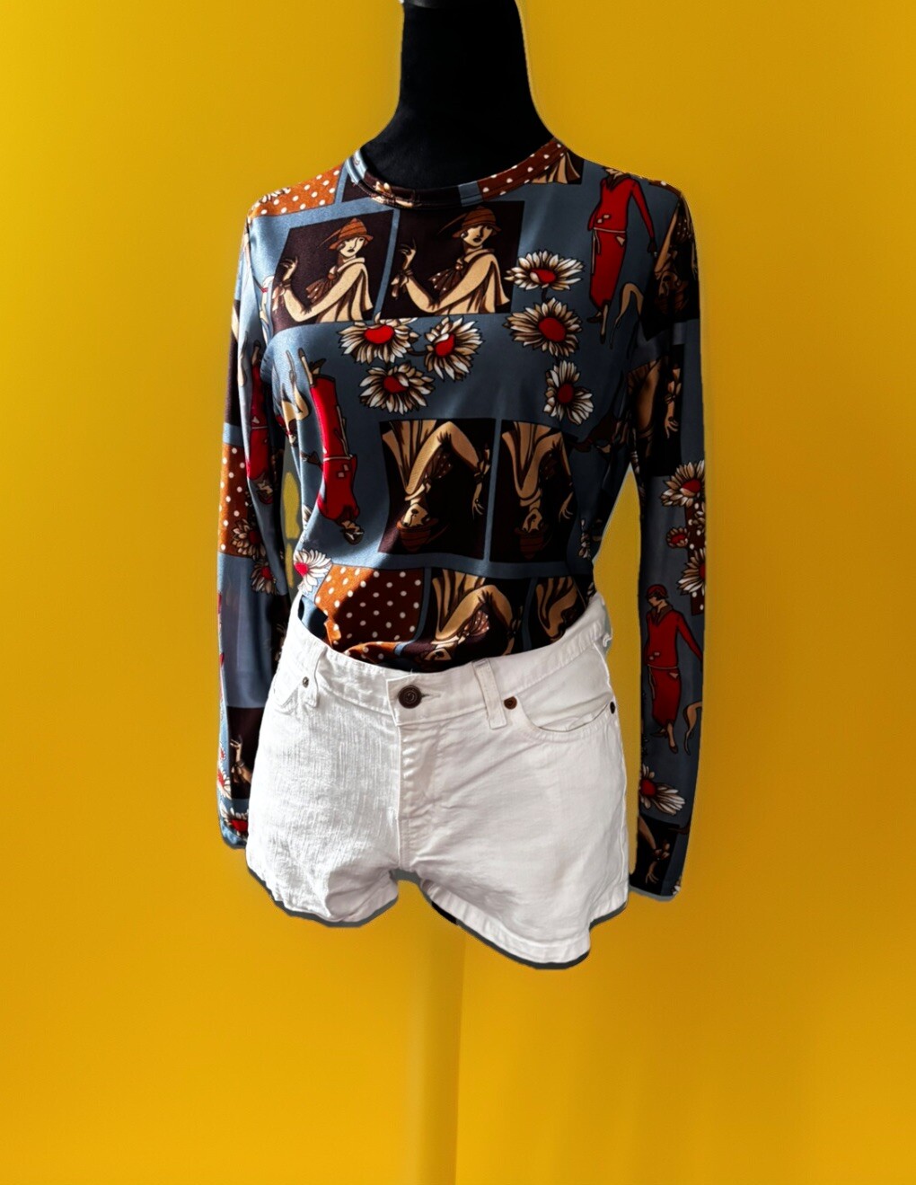 70s Beautiful All Over PRINT Long Sleeve Top.starlight Trading.S/M