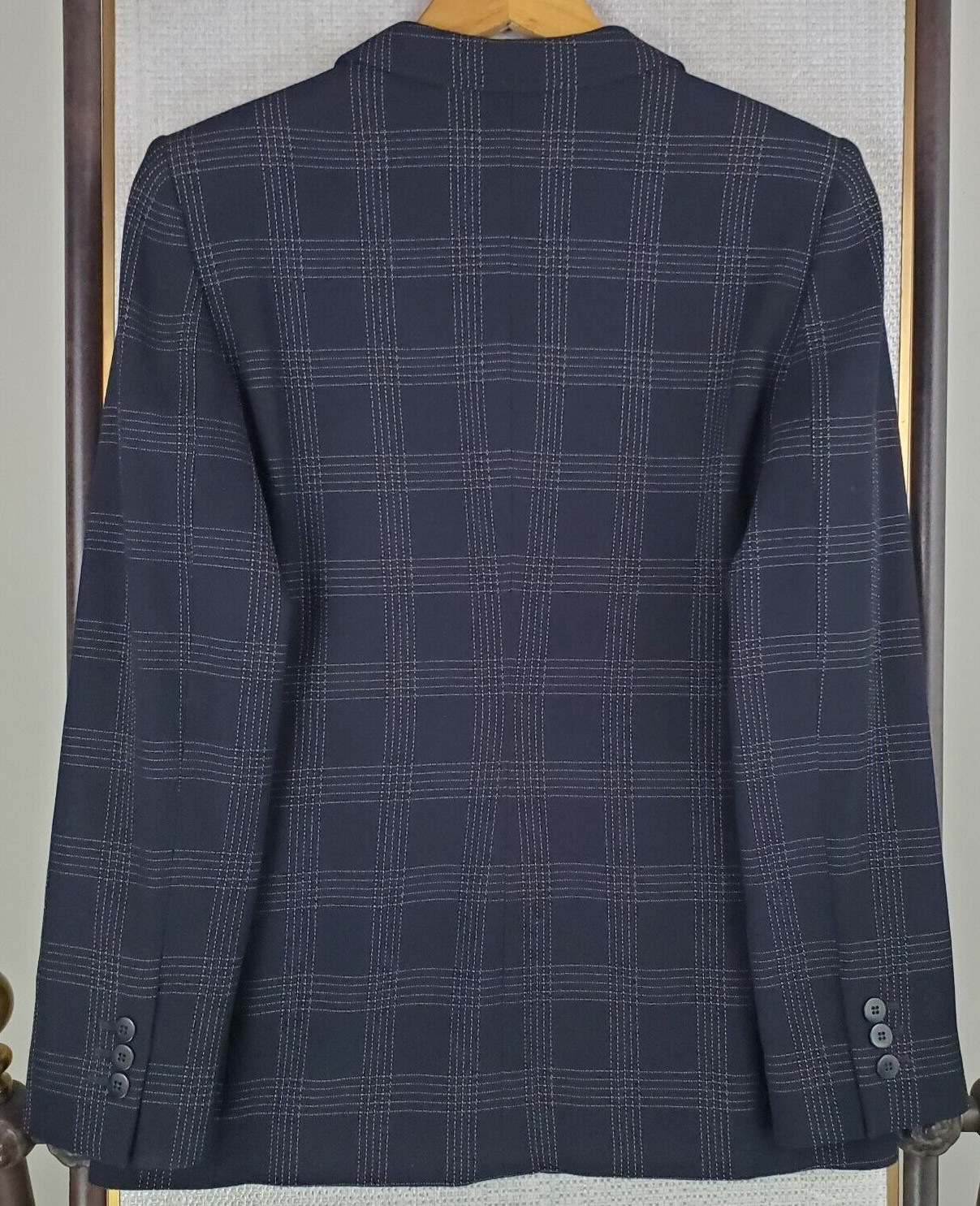 ARMANI COLLEZIONI Womens Size Small 6 Italy Made Black Plaid Wool Blazer Jacket