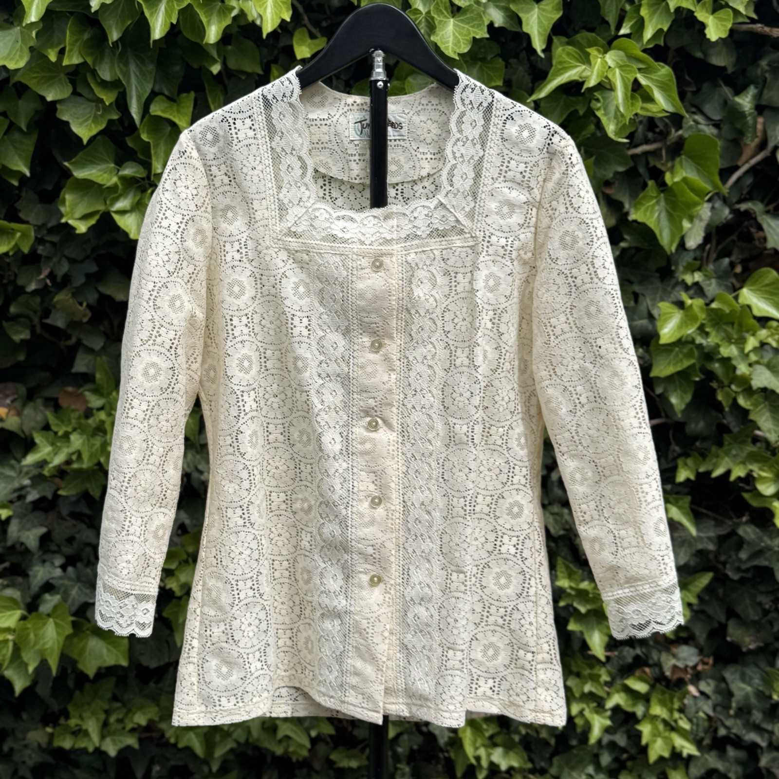 Vintage Tumbleweeds Lace Blouse 3/4 Sleeves – Ivory/Cream Top M