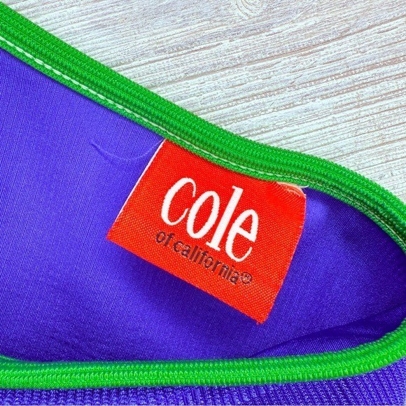 Vintage Cole of California blue and green 80s retro short wrap skirt coverup