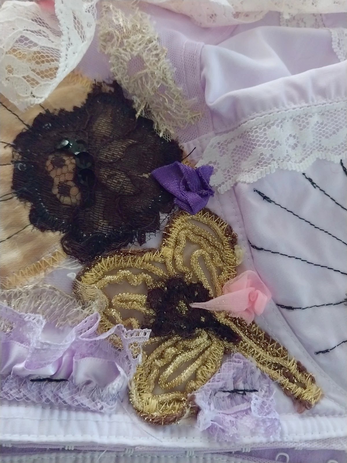 VTG BULLET BRA WAIST NIP PURPLE BURLESQUE AVANT 44 DD POINTY BUSTIER TOP GLAM OT