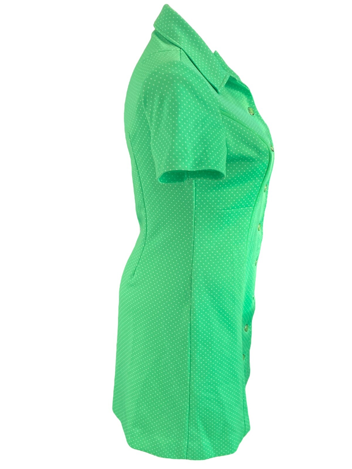 VTG Women’s Lorac Originals Green Polka Dot Shirt Dress USA Union 70’s