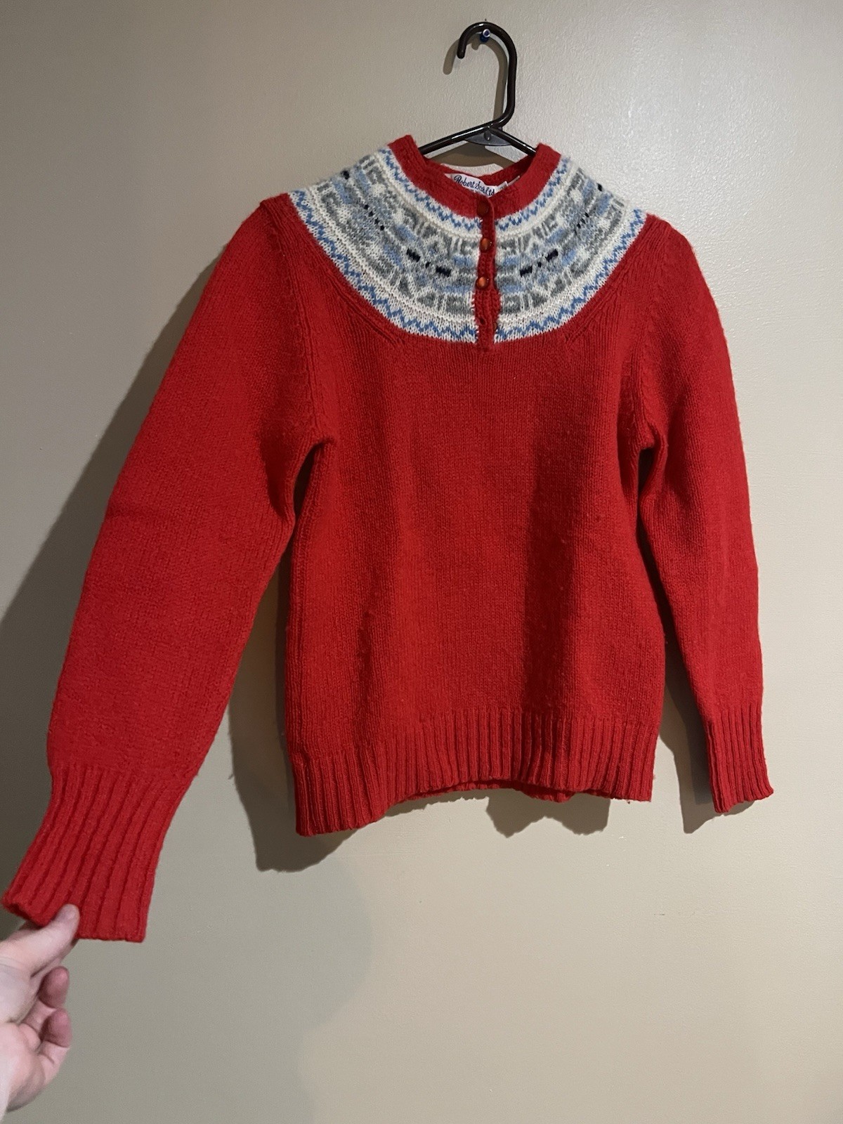 VTG Vintage 80s Robert Scott Ltd Women’s Red Knitted Wool Sweater Size 36 Small