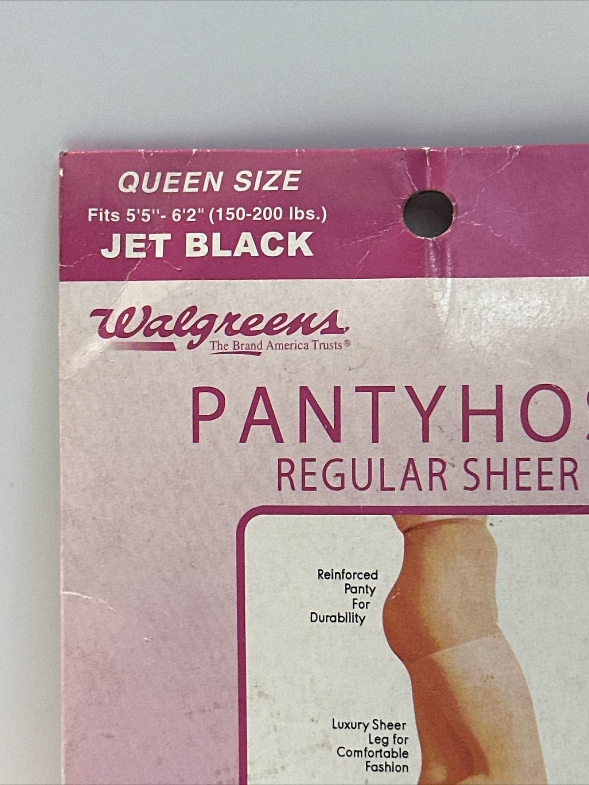 Walgreens Pantyhose Regular Sheer QUEEN Size JET BLACK