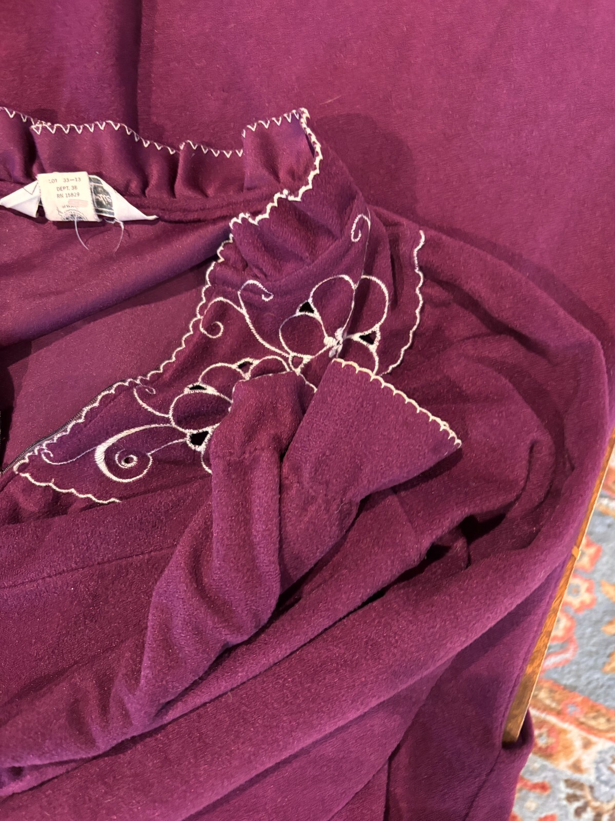 Vintage Purple Velvety Dressing Gown Night Dress Lrg. Sz. 16-18 Grandma Core