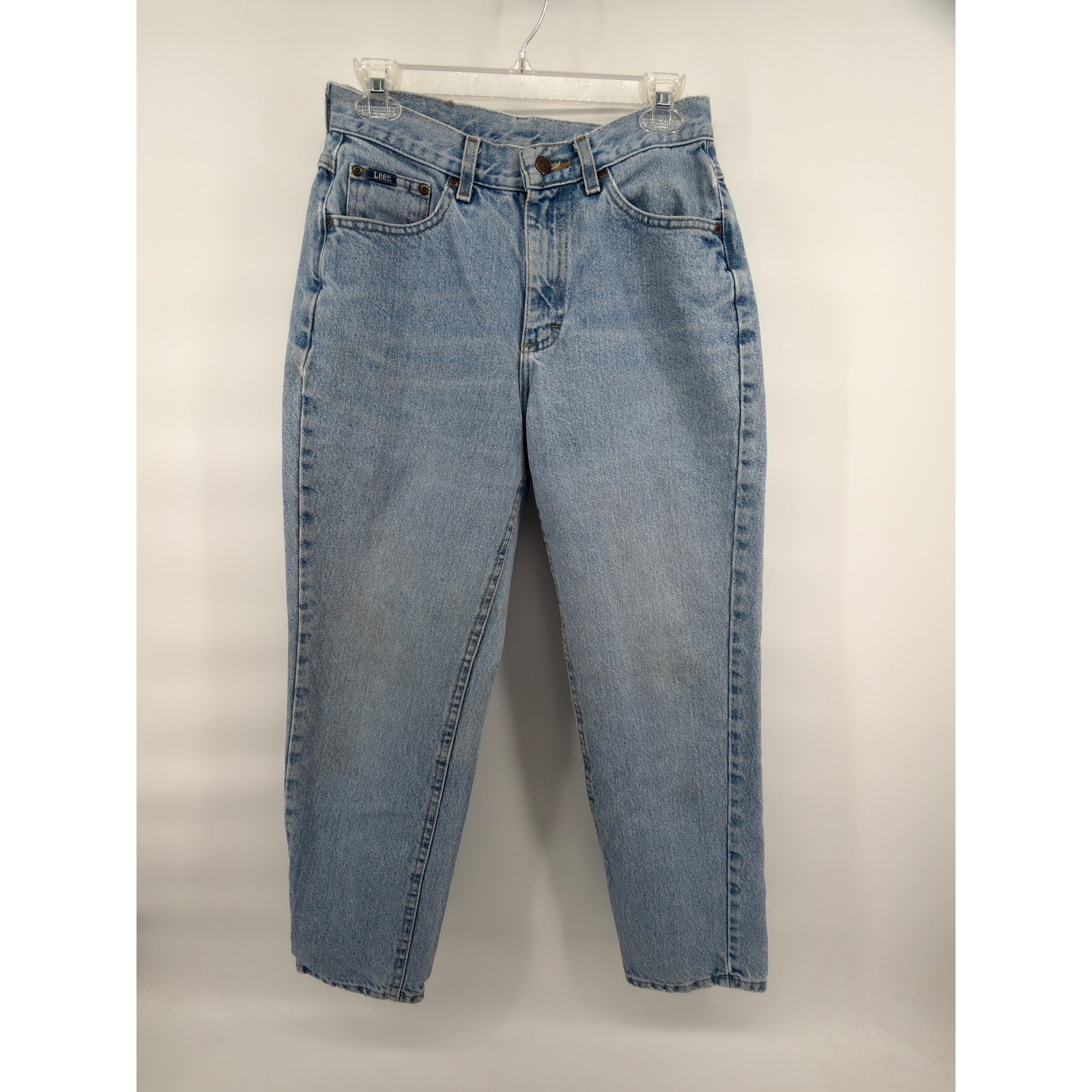Lee High Waisted Mom Jeans Womens 26 Light Wash Blue Vintage 90s Tapered Leg
