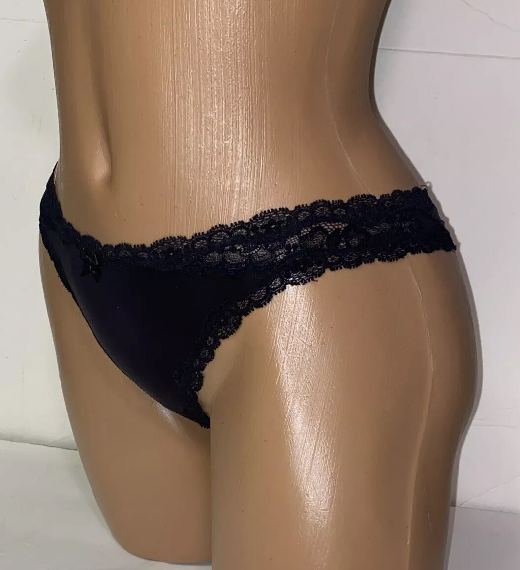 Vintage Victoria’s Secret Panties Thong/Tanga Black Small Nylon Elastane Panty