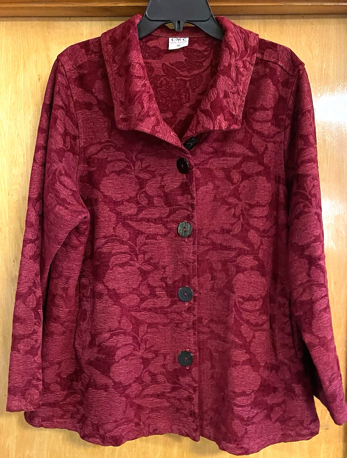 Vintage CMC Color Me Cotton Womens XL Chenille Burn Out Blazer Jacket Coat, MINT
