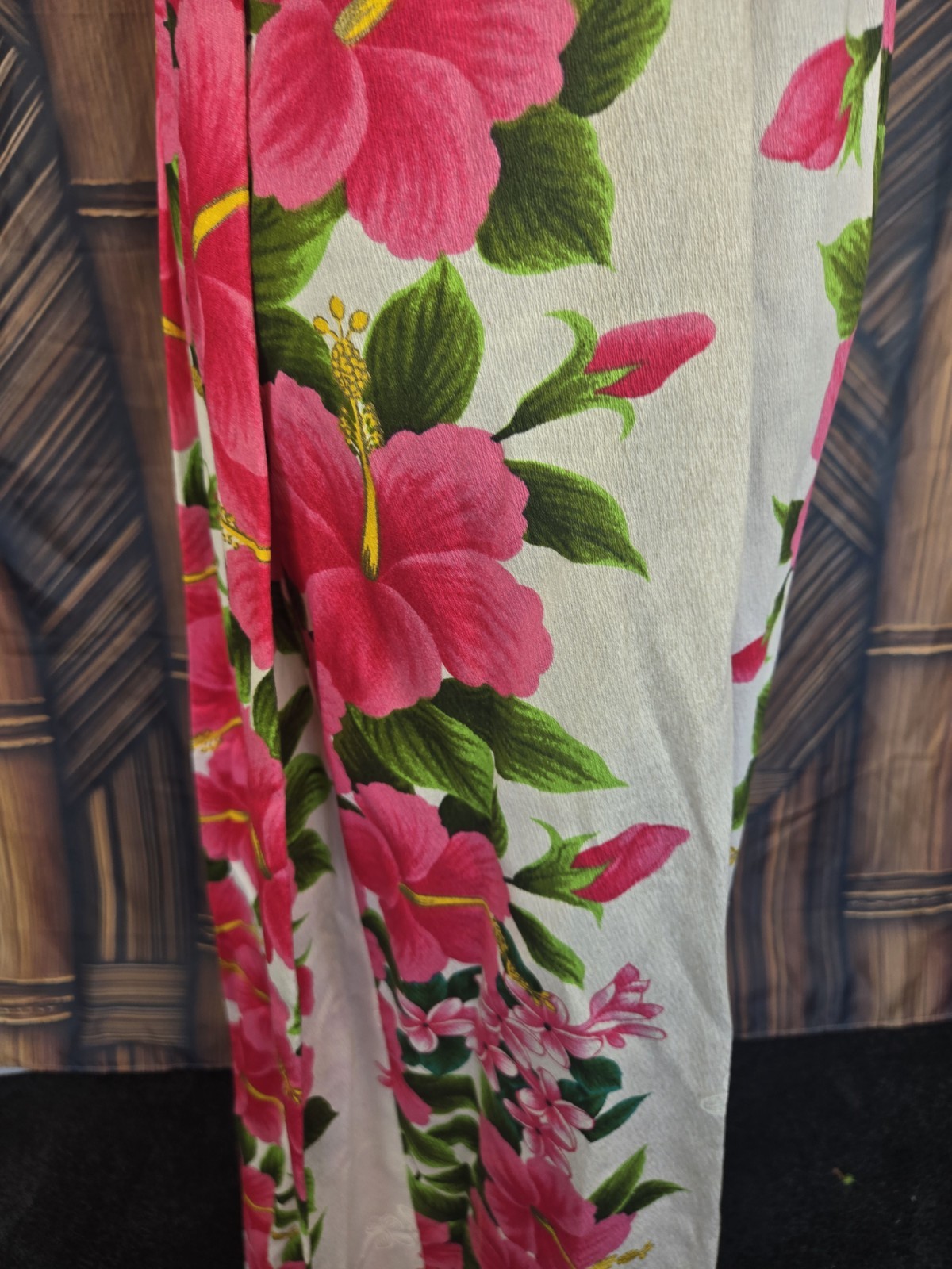 Vintage Ui-maikai Hawaiian Barkcloth Aloha Maxi Dress w6042