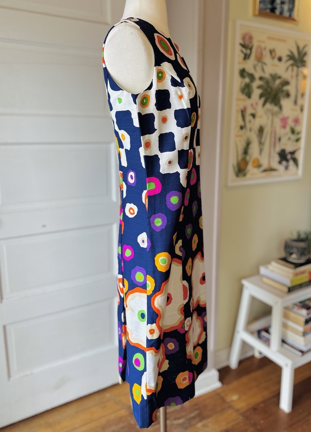 Vintage 60s Alex Coleman Abstract Mod Floral Print Dress EUC!