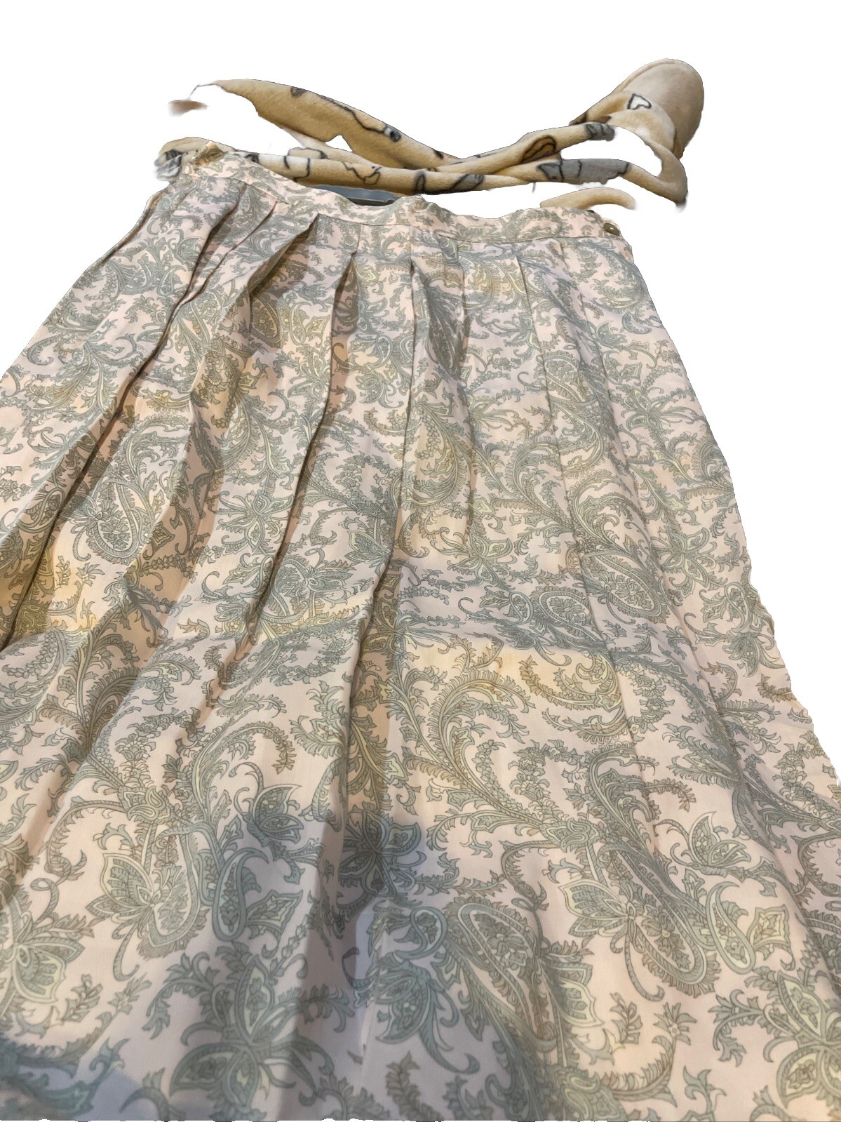 Vtg David Brooks Skirt 2 Piece Set Pink Paisley 90s Short Sleeve Modest Size 10