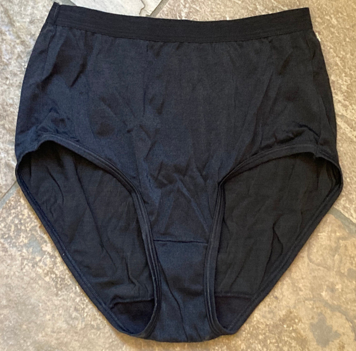 423 WARNER’S 5/Small BLACK NOT SO INNOCENT Nylon Brief Panty #55129 VINTAGE