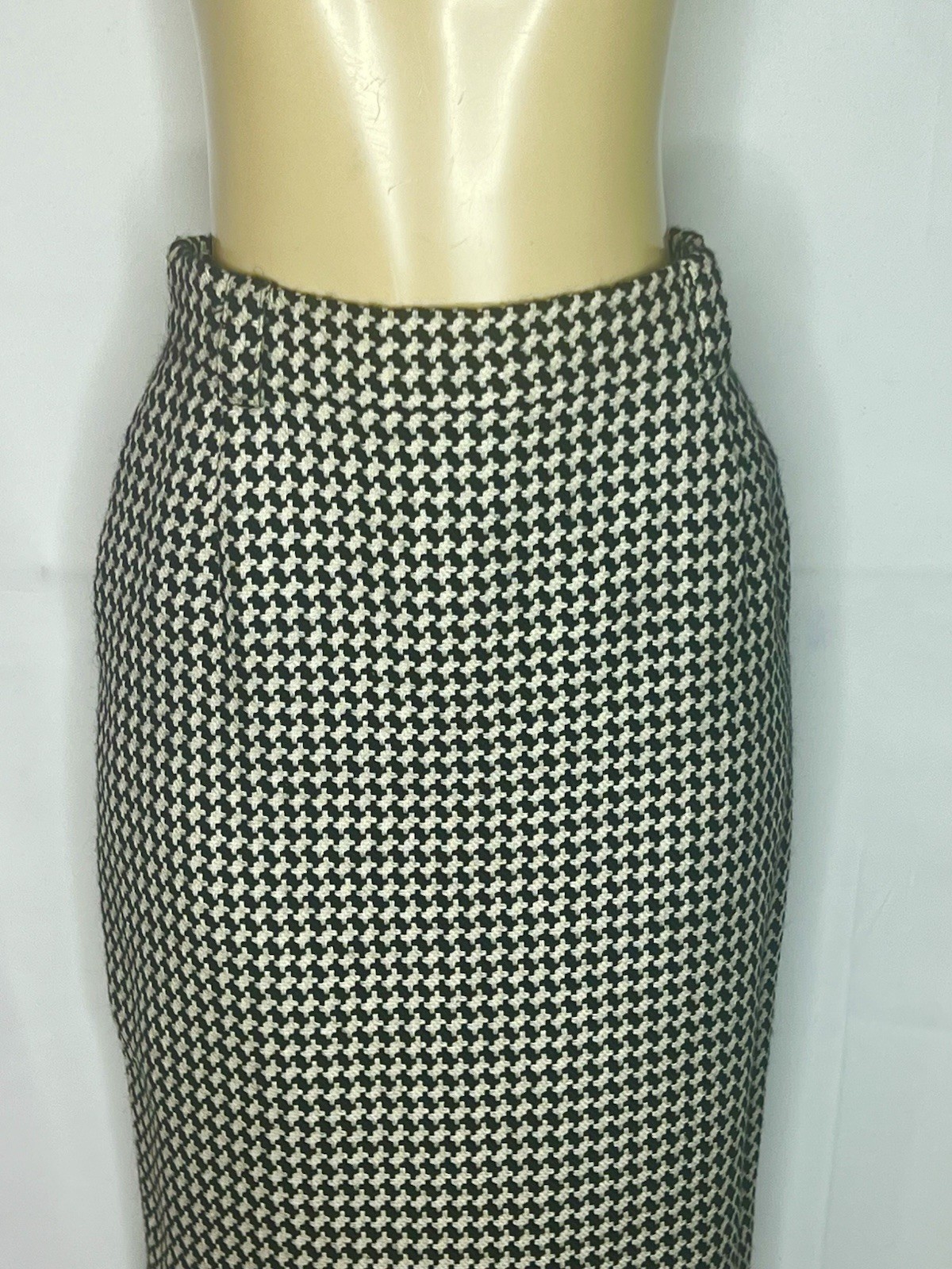 MONDI BLACK WHITE WOOL/SILK BLEND A LINE FULLY LINED SKIRT SZ 38