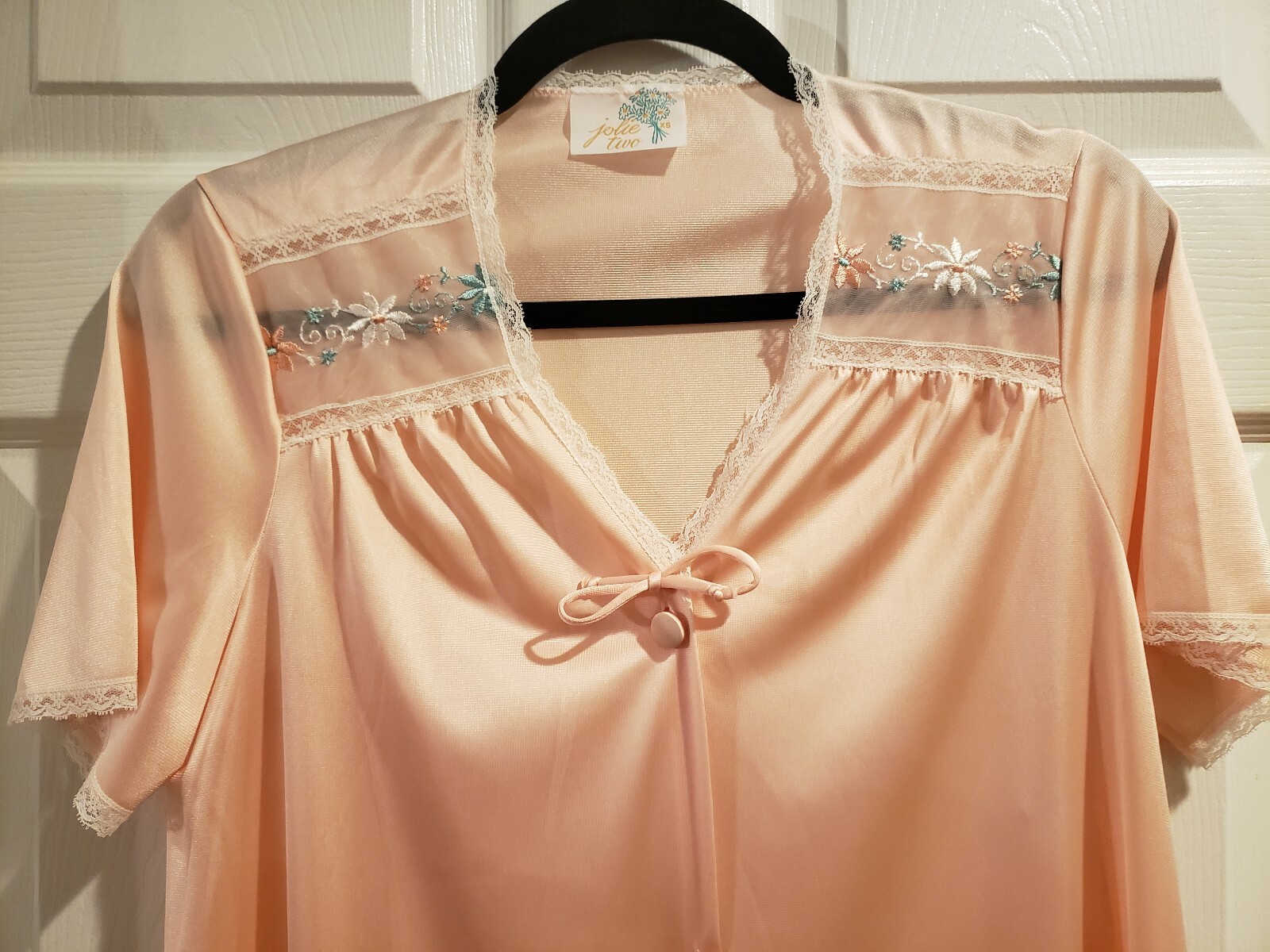 Women’s Vintage JOLIE TWO House Coat/Robe Duster Lightweight Embroidered Size XS