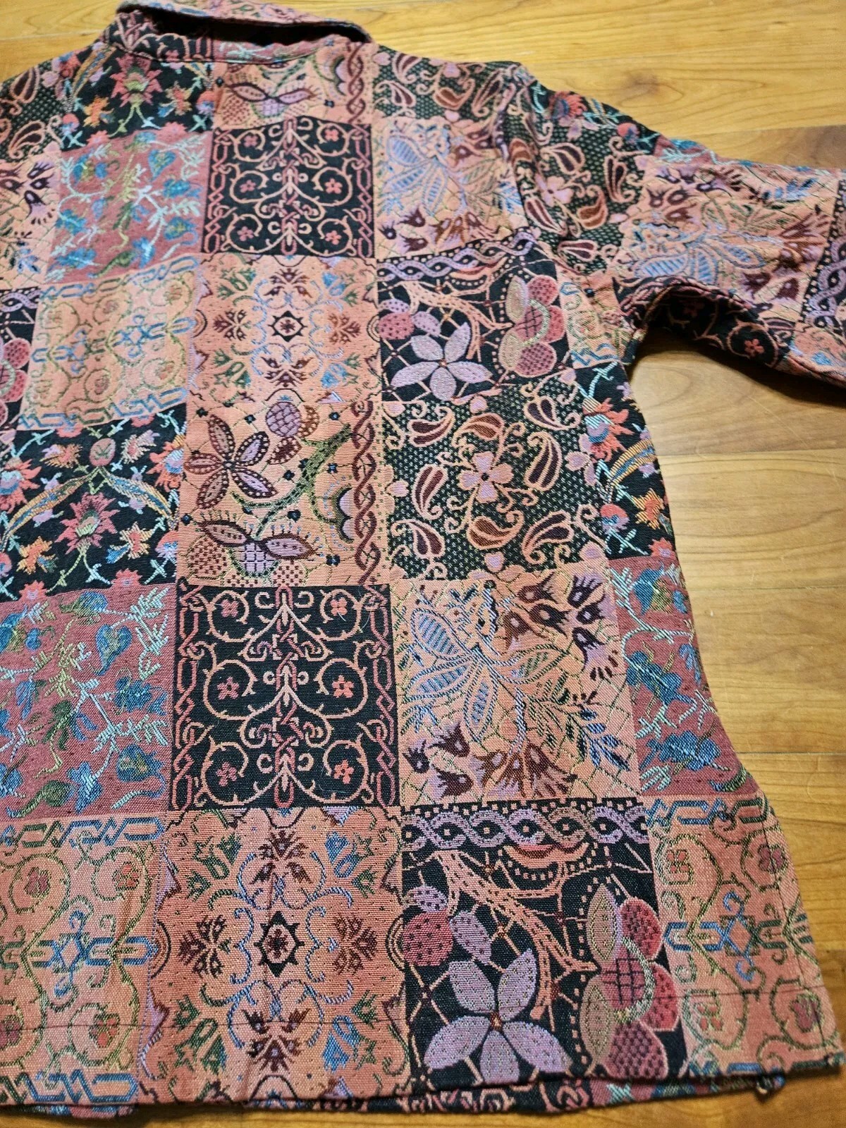 TravelSmith Sz Large Vintage Womens Multicolor Tapestry Jacket Boho Floral