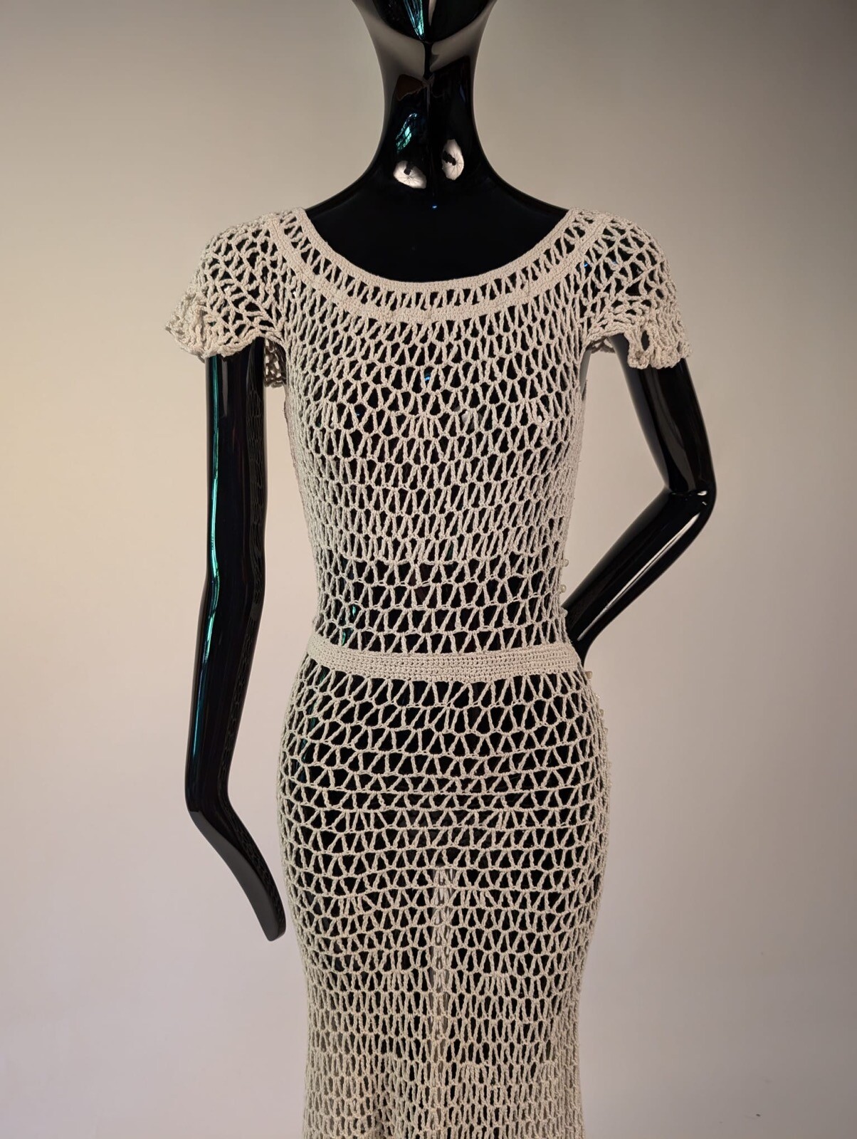 UNUSUAL 1930’S NAUTICAL STYLE COTTON WOVEN ROPE DRESS