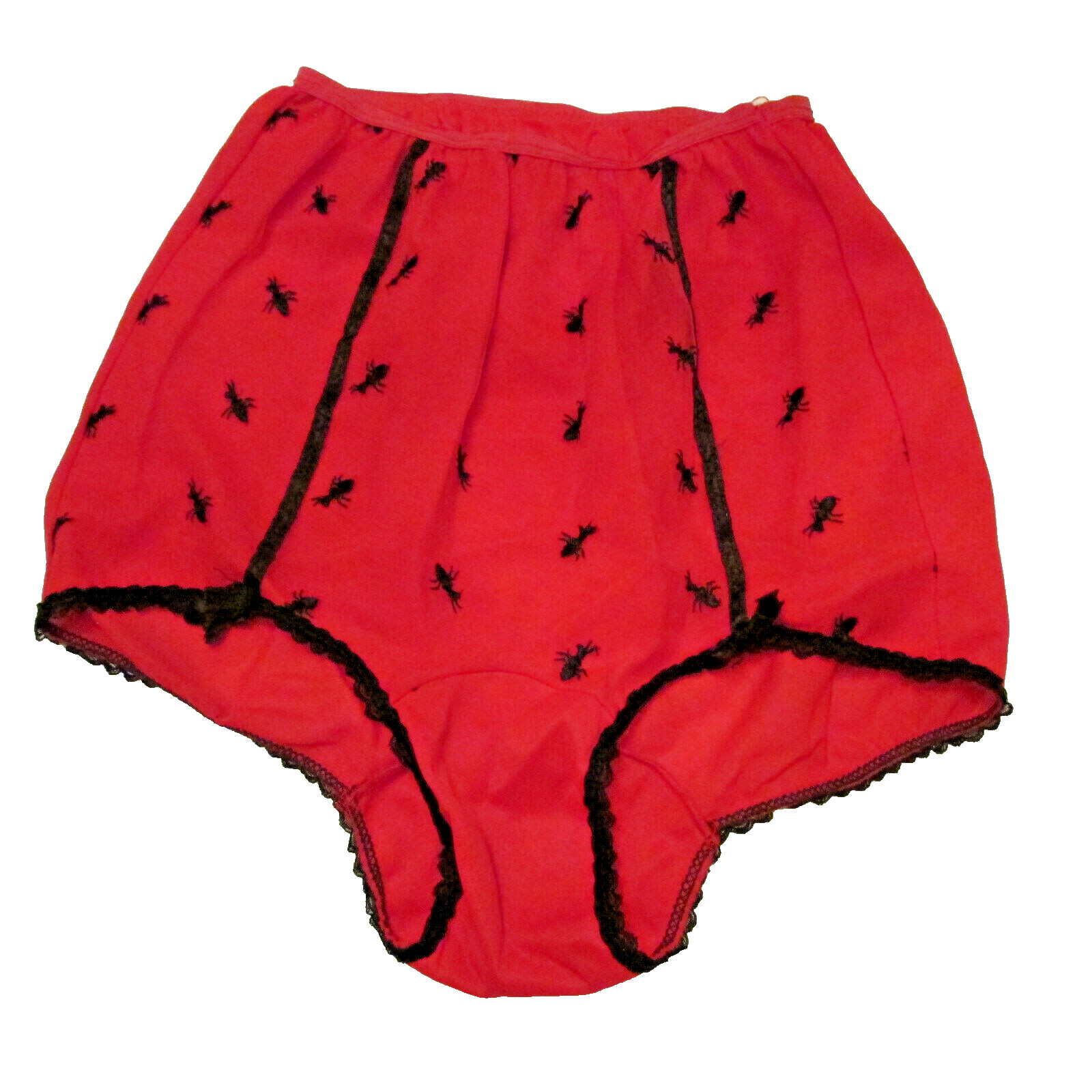 50s Jiffy’s Semi-Sheer Nylon Ant Embroidery Mushroom Gusset Granny Panties 6 USA